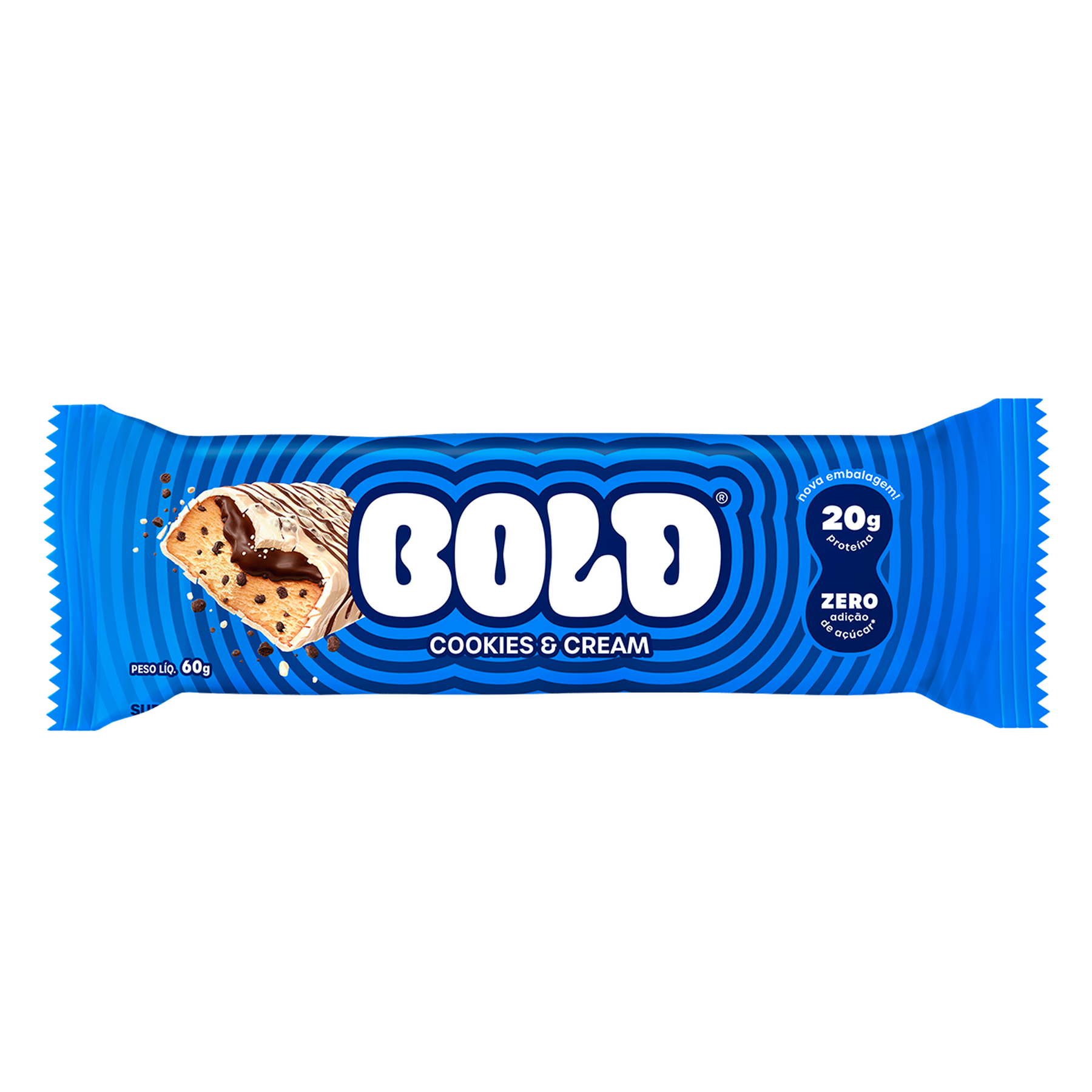 Barra de Proteína Cookies e Cream Bold Pacote 60g