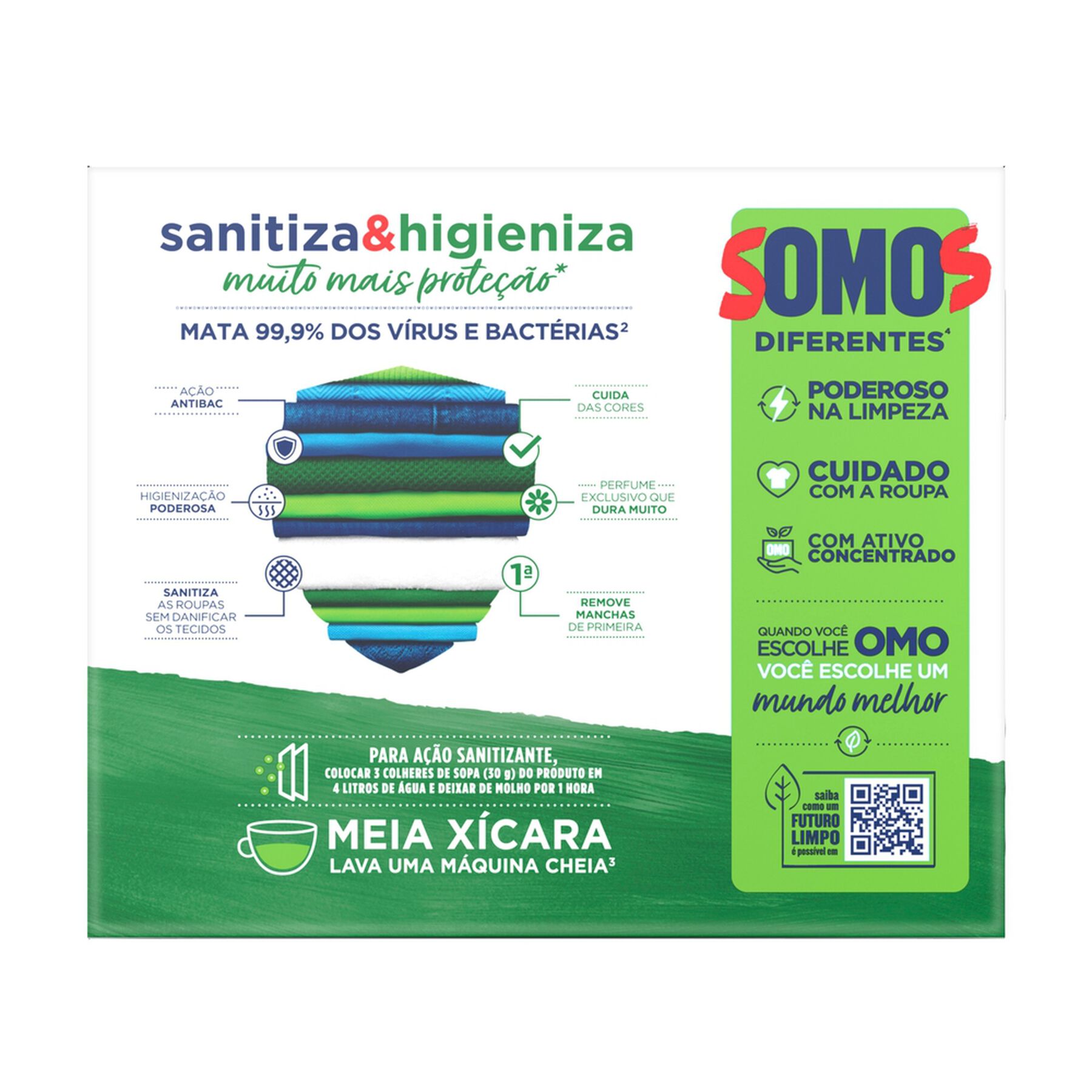 Sabão em Pó Omo Lavagem Perfeita Sanitiza e Higieniza Caixa 800g