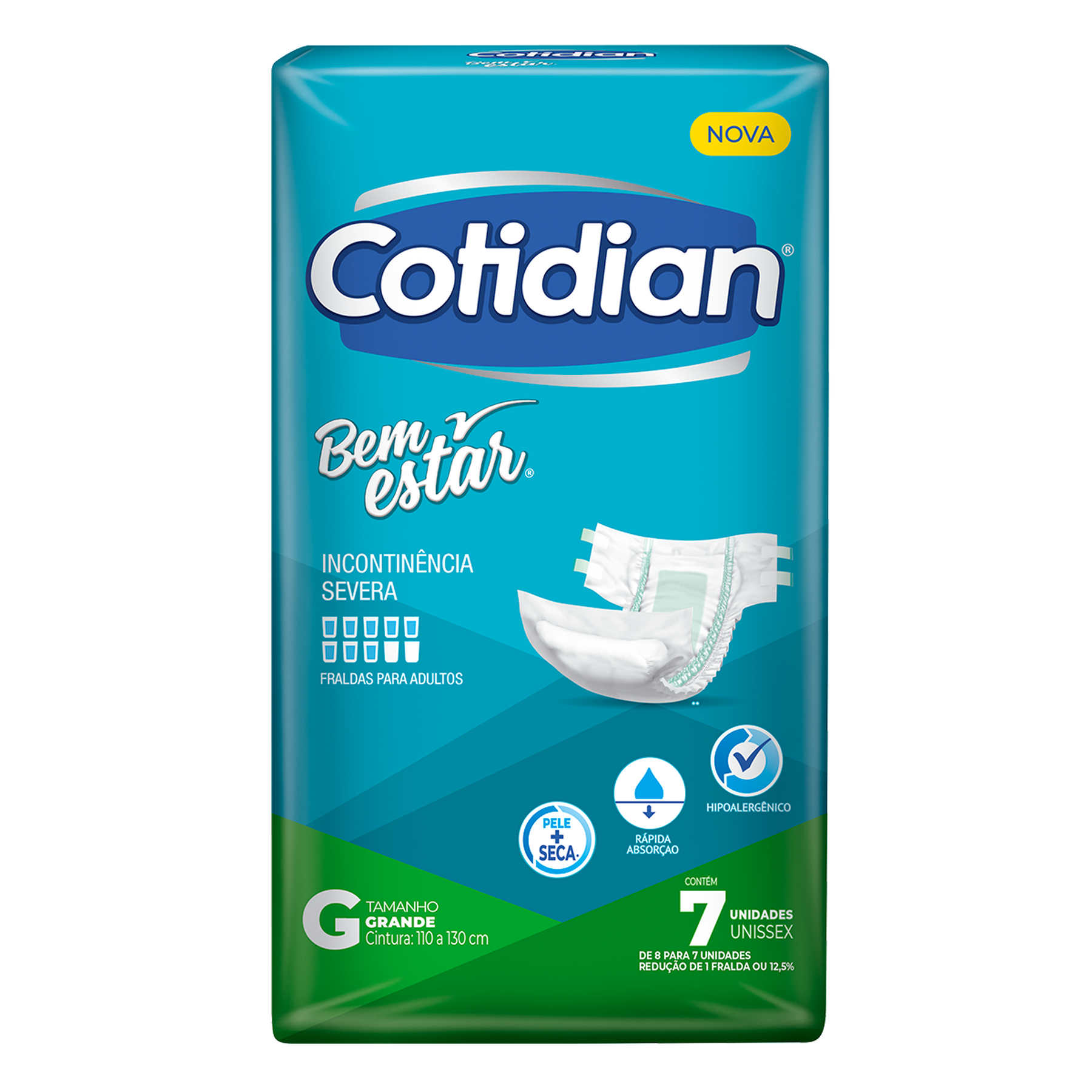 Fralda Geriátrica Bem Estar Cotidian Tamanho G C/7 Unidades