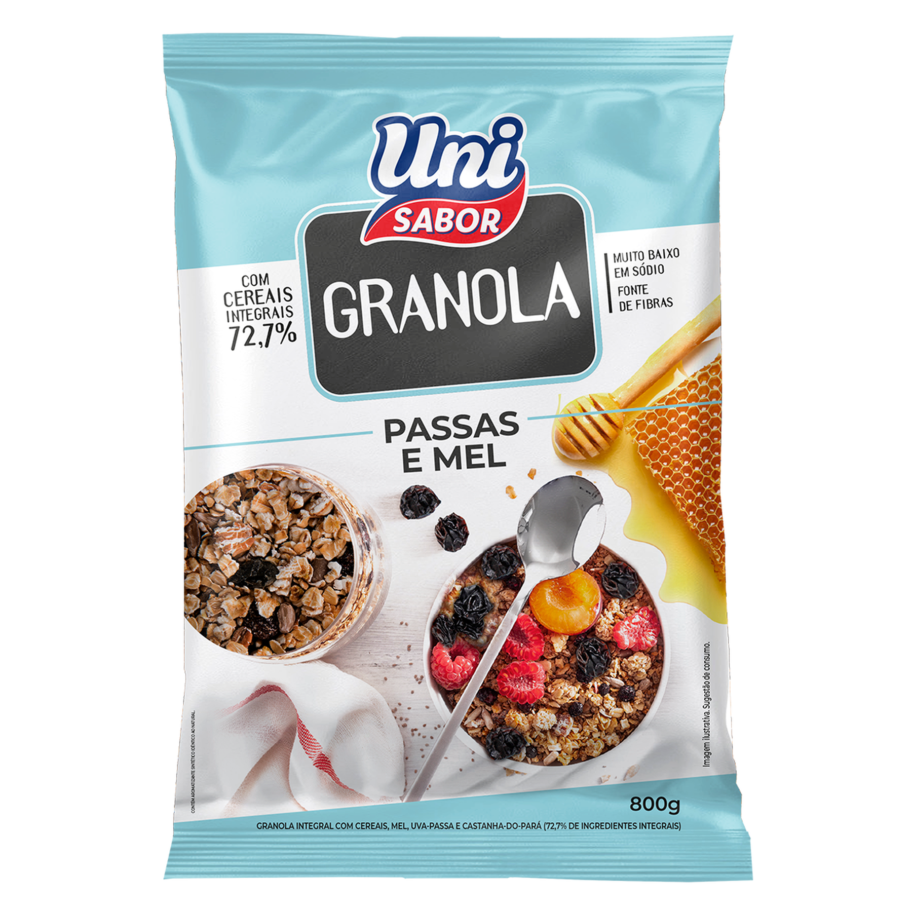 Granola Passas e Mel Uni Sabor Pacote 800g
