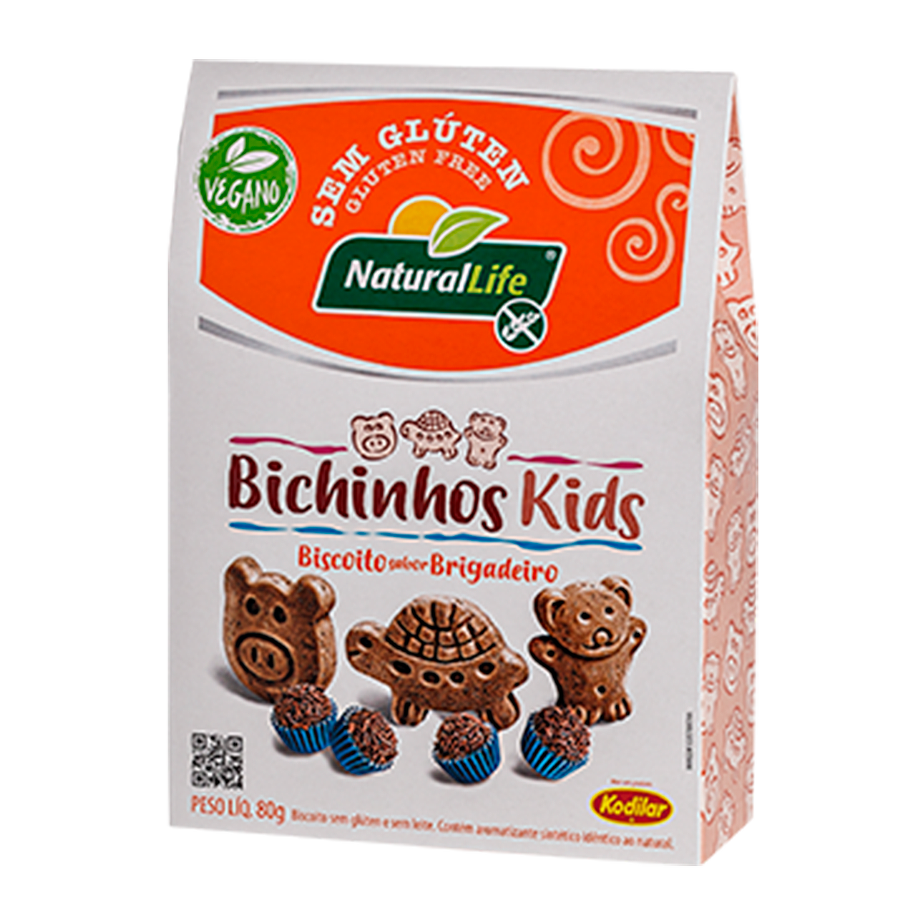 Biscoito Bichinhos Kids Brigadeiro Vegano Sem Glúten Natural Life Kodilar 80g