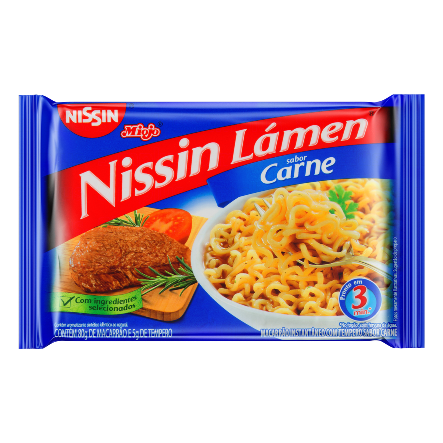 Macarrão Instantâneo Carne Nissin Miojo Lámen Pacote 85g