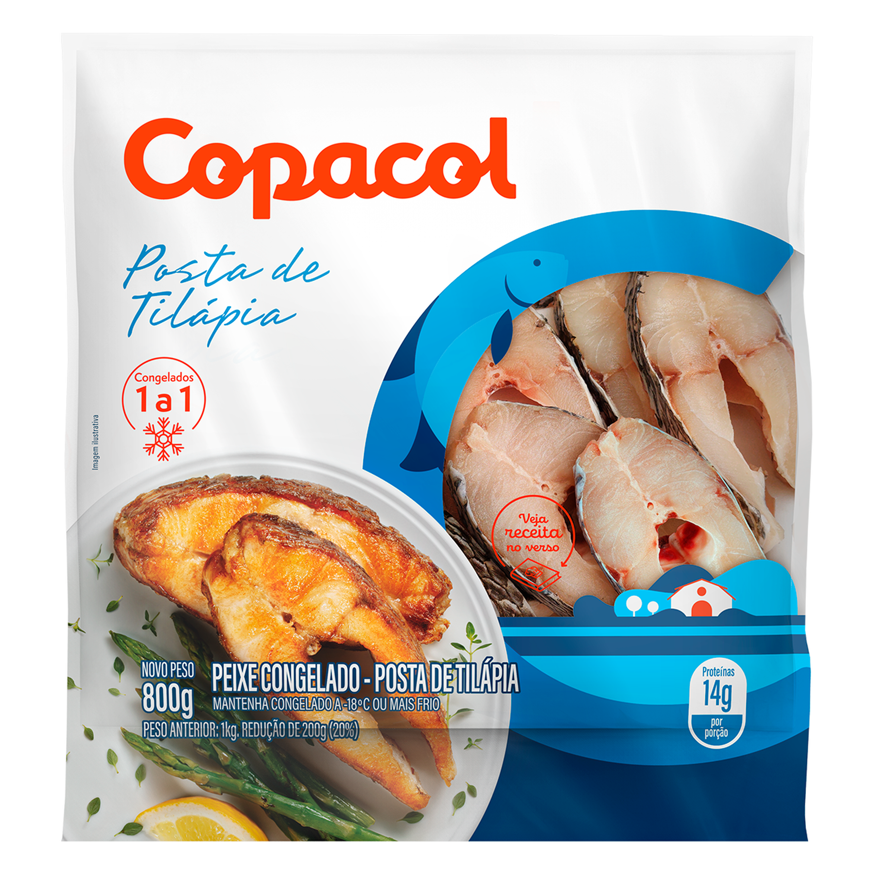 Posta de Tilápia Congelado Copacol Pacote 800g