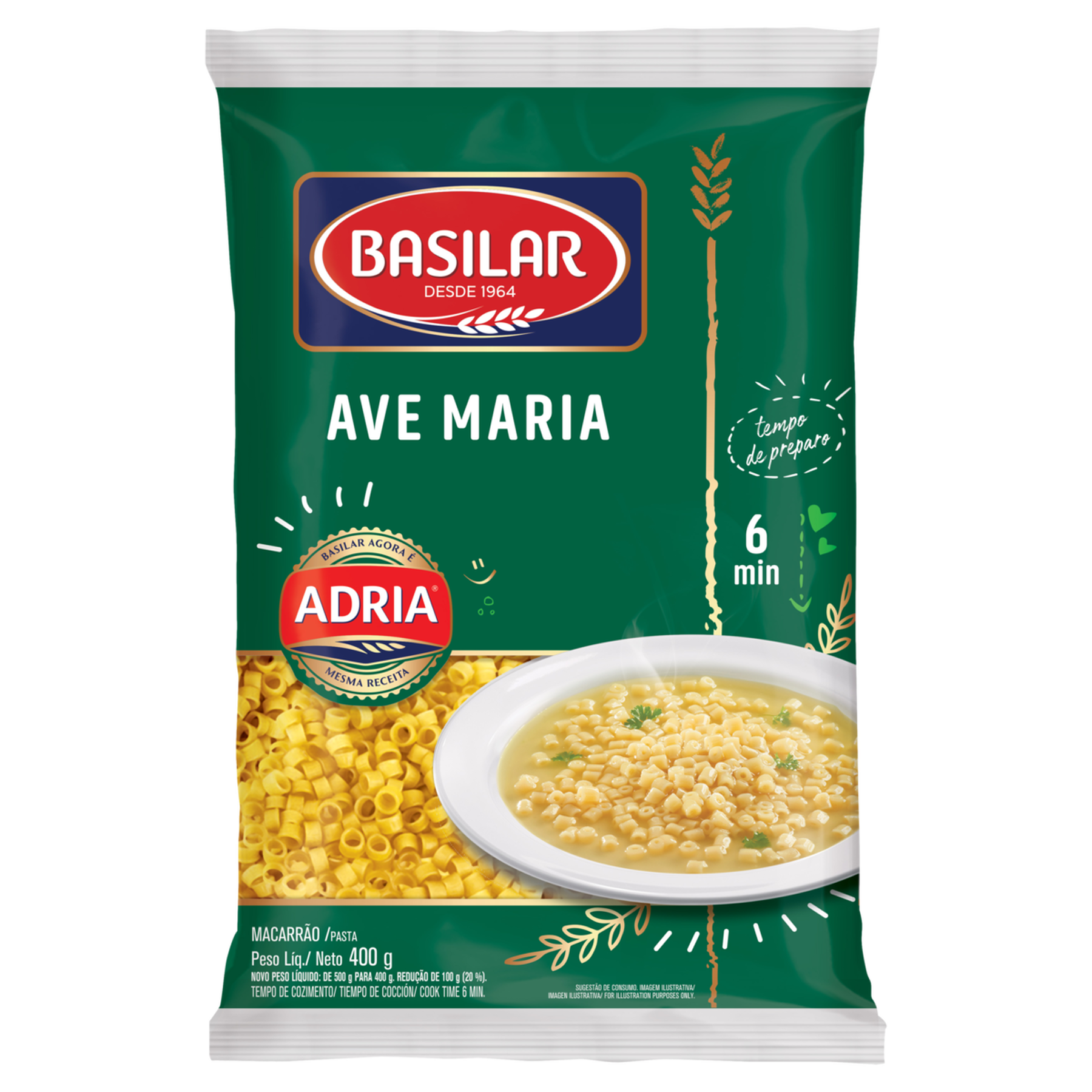 Macarrão Semolado Ave Maria Basilar Pacote 400g