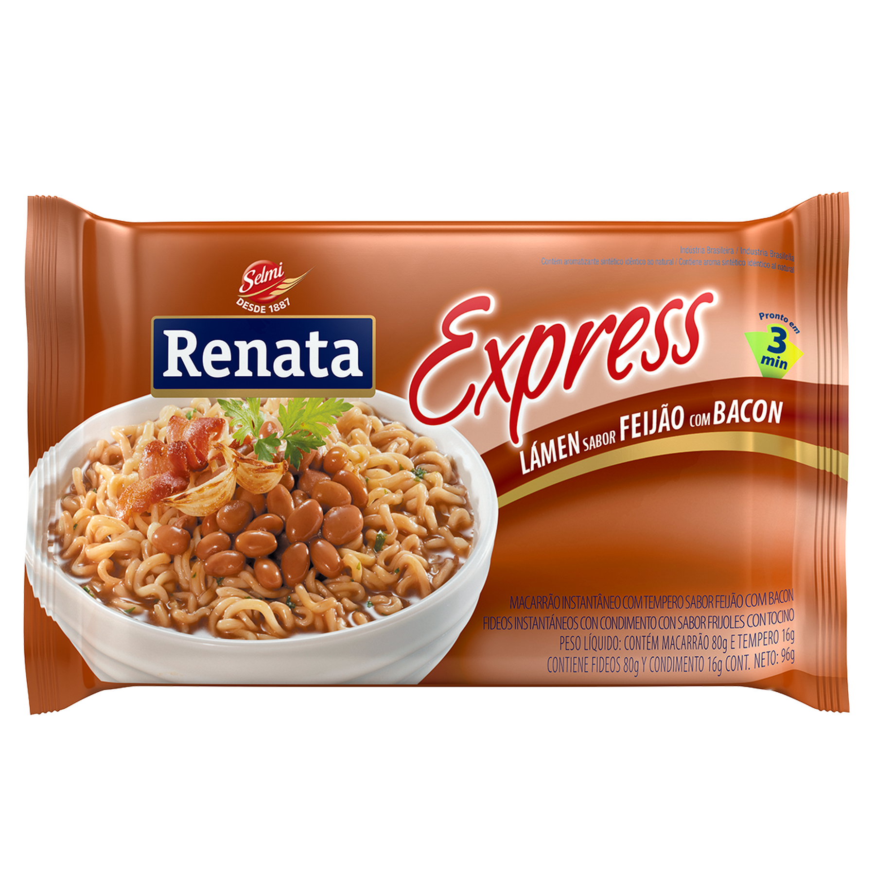 Macarrão Instantâneo Express Feijão com Bacon Renata 96g