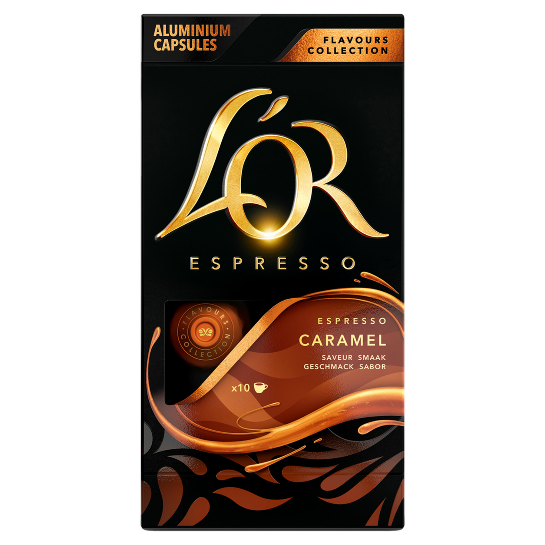Café em Cápsula Torrado e Moído Espresso Caramelo L'or Flavours Collection Caixa 52g C/10 Unidades