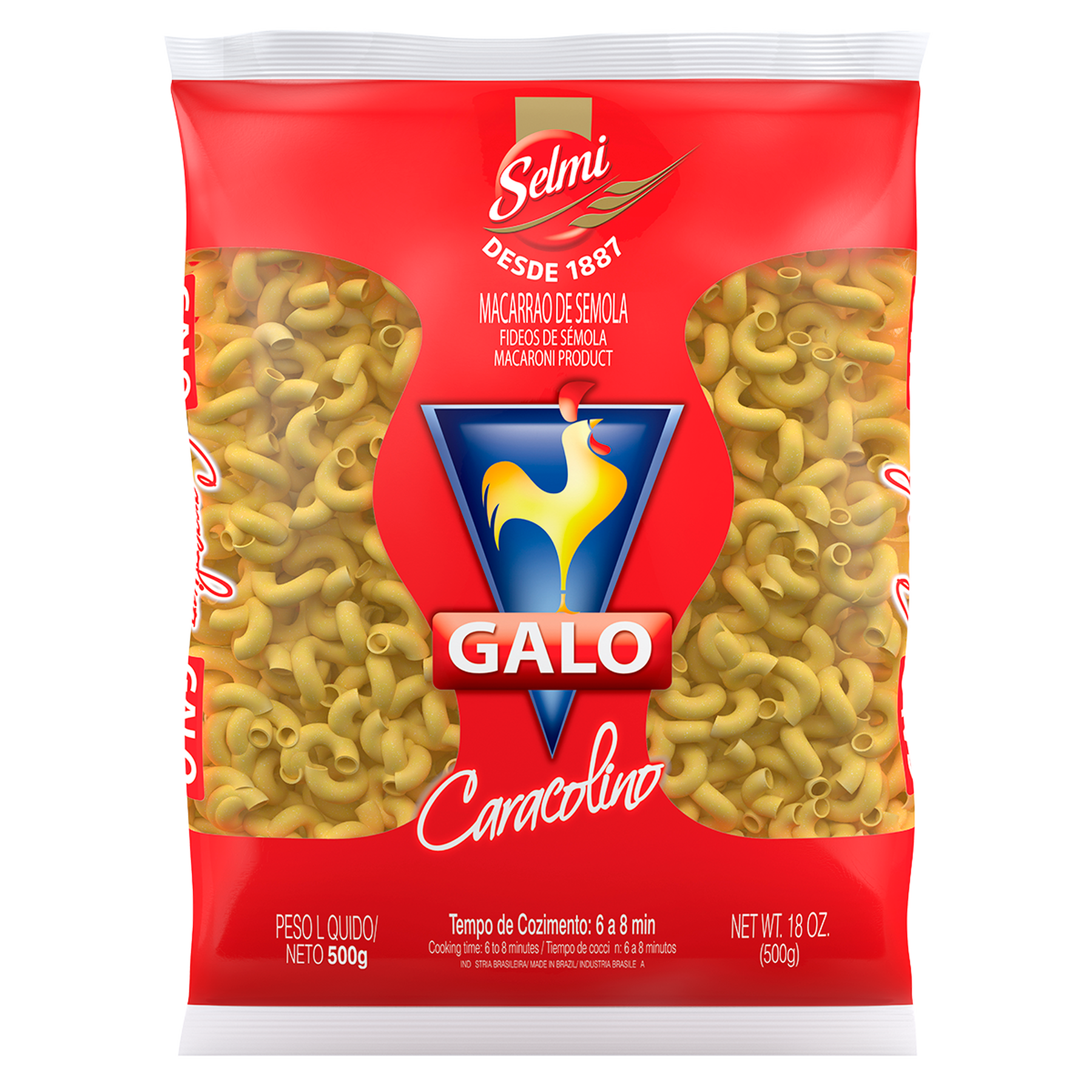 Macarrão de Sêmola Caracolino Galo Pacote 500g