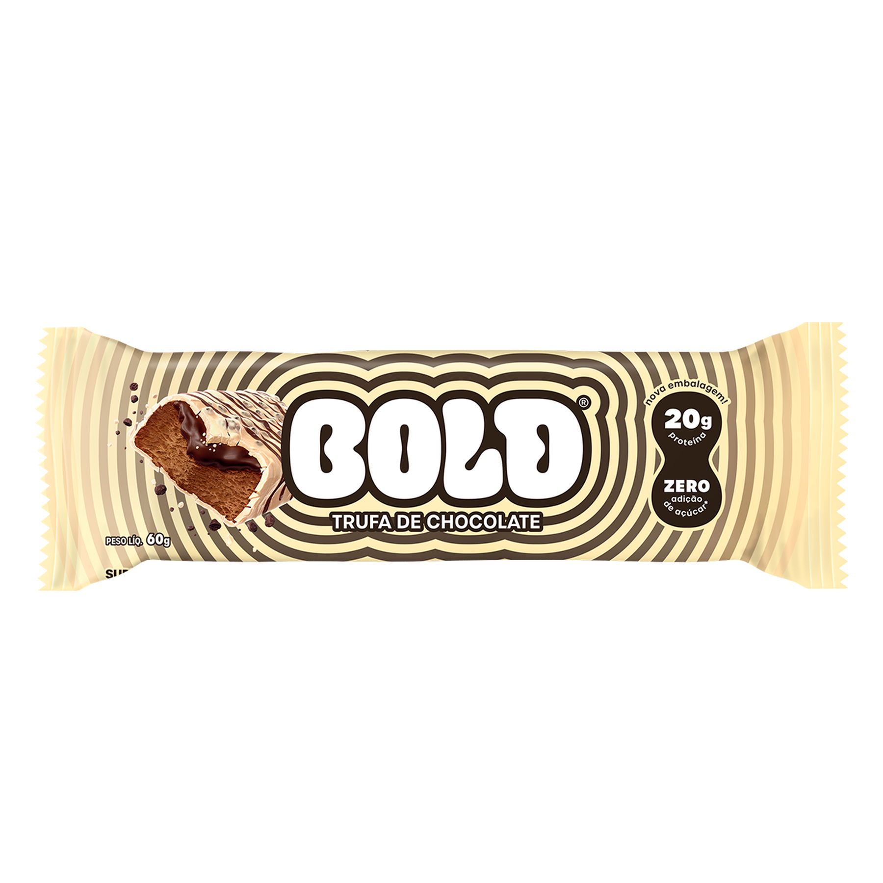 Barra de Proteína Trufa de Chocolate Bold Pacote 60g