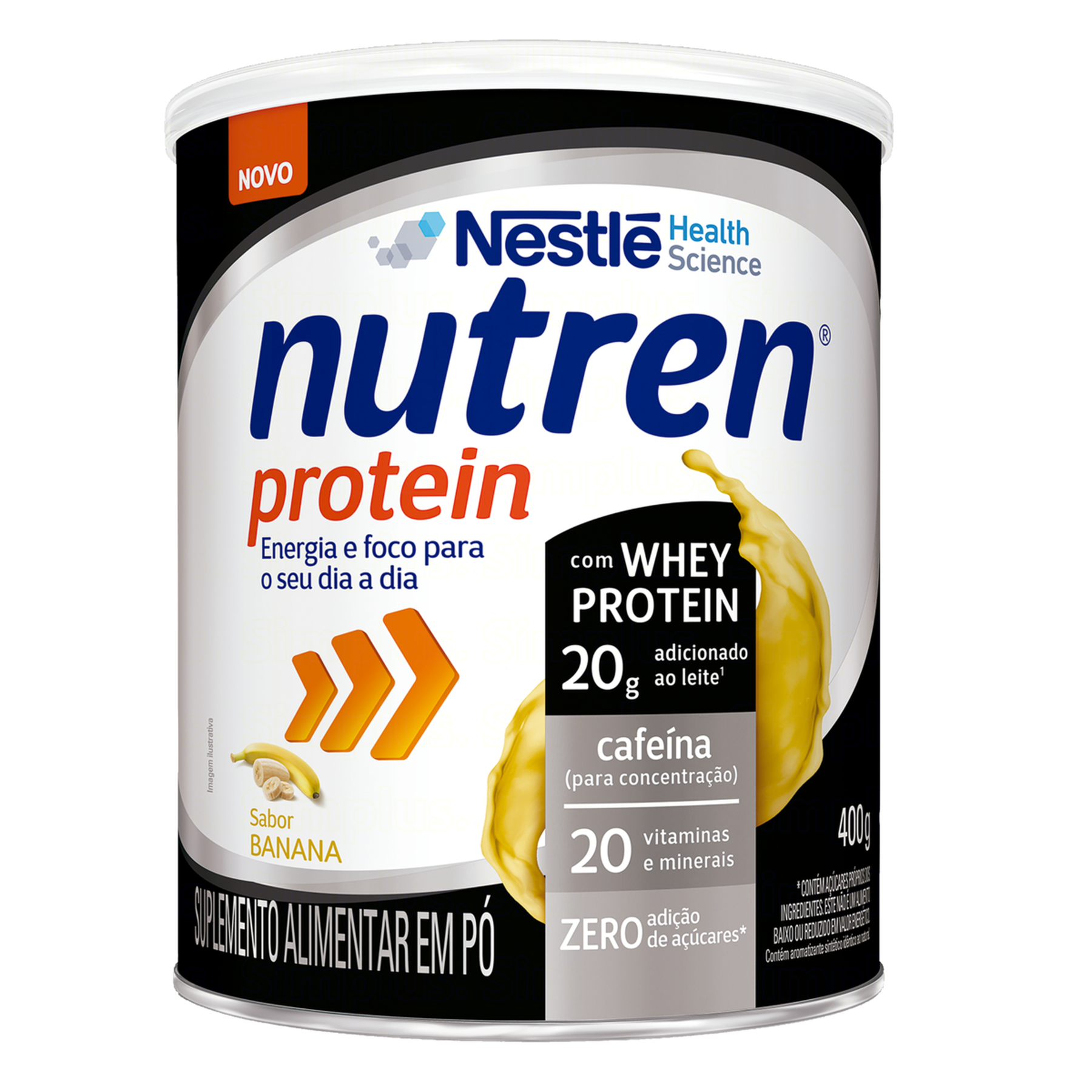 Suplemento Alimentar com Whey Banana Nestlé Nutren Protein Lata 400g