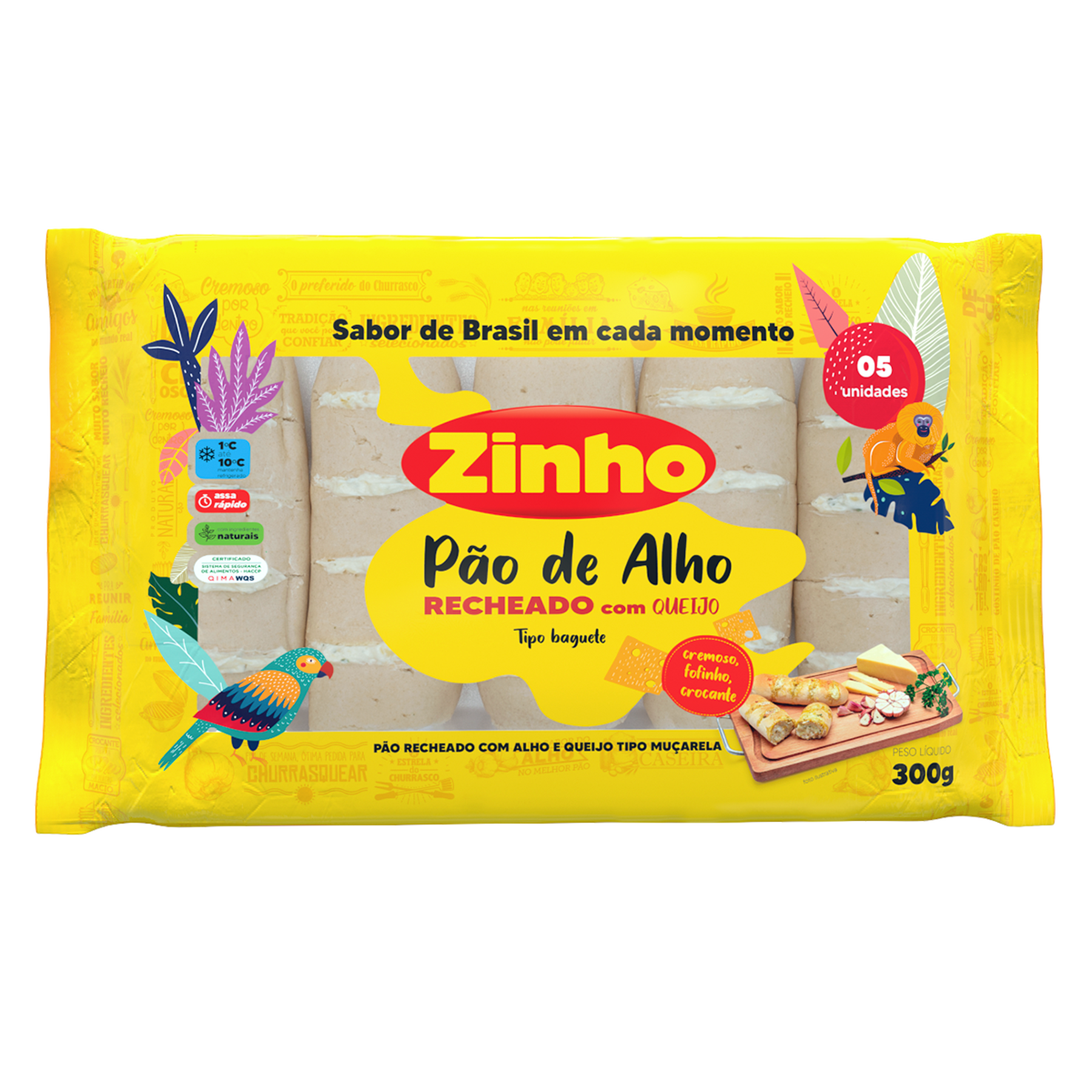 Pão de Alho Baguete Tradicional Zinho Pacote 300g