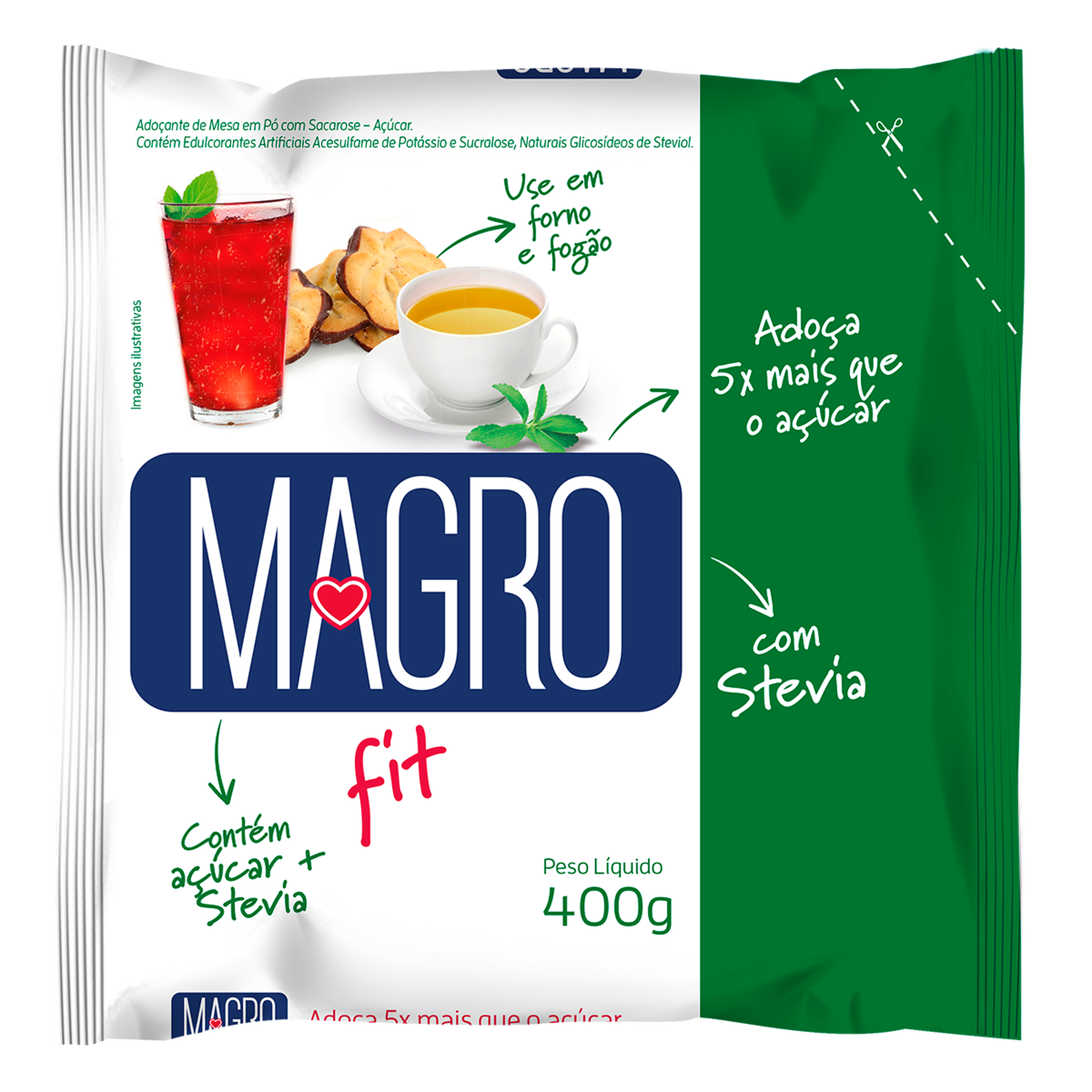 Adoçante de Mesa em Pó com Stevia Magro Fit Pacote 400g