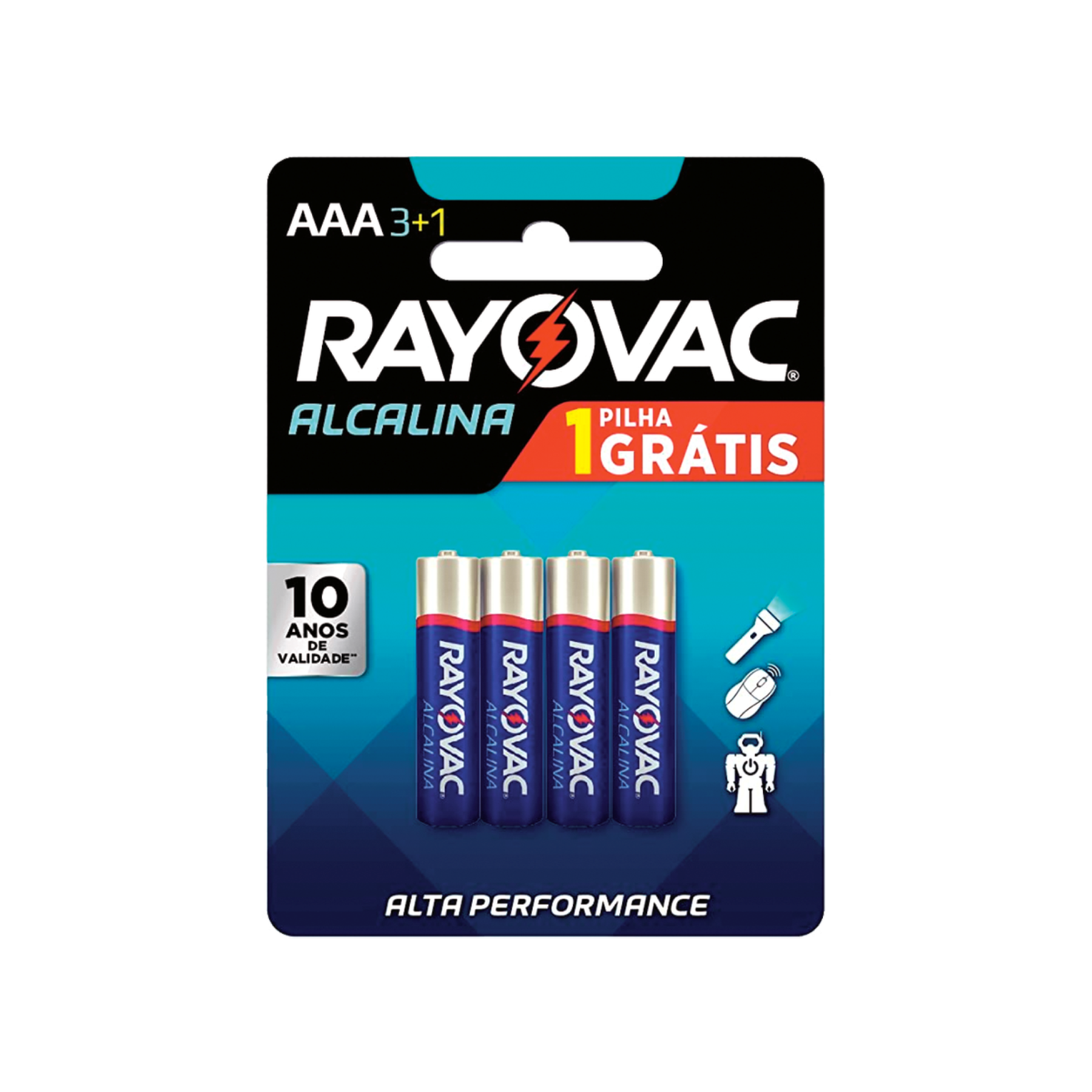 Pilha Alcalina AAA Rayovac C/4 Unidades