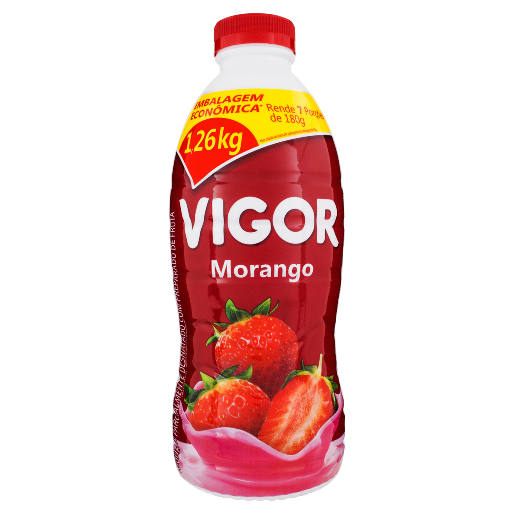Iogurte Parcialmente Desnatado Morango Vigor Garrafa 1,26kg