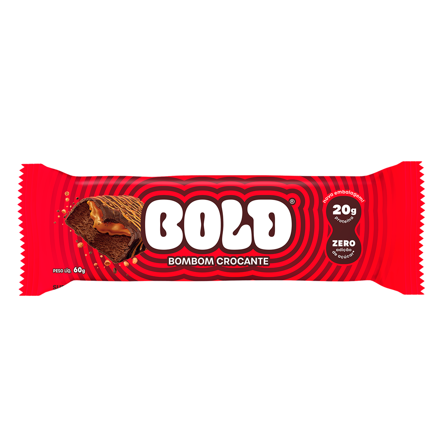 Barra de Proteína Bombom Crocante Bold Pacote 60g