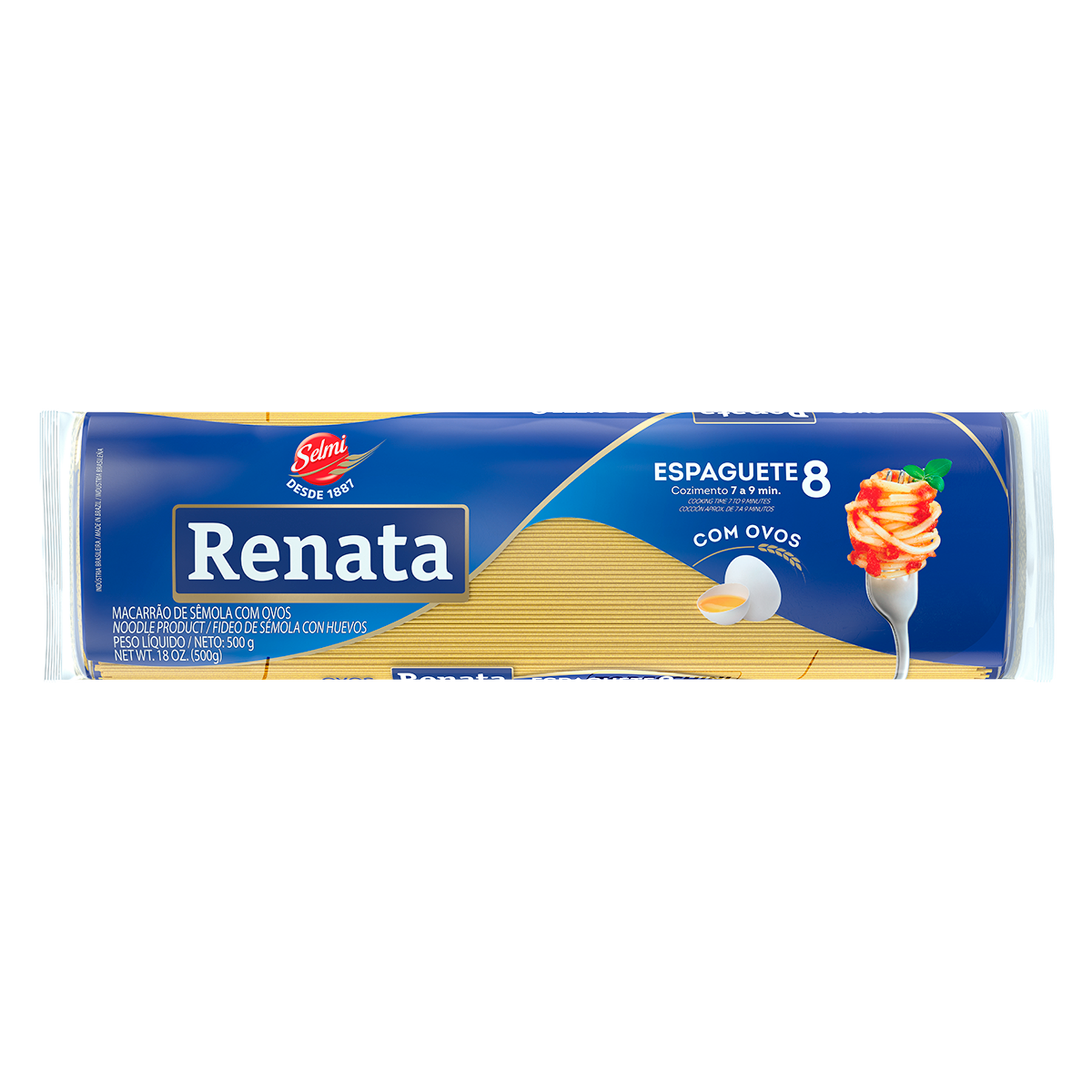 Macarrão de Sêmola com Ovos Espaguete 8 Renata Pacote 500g