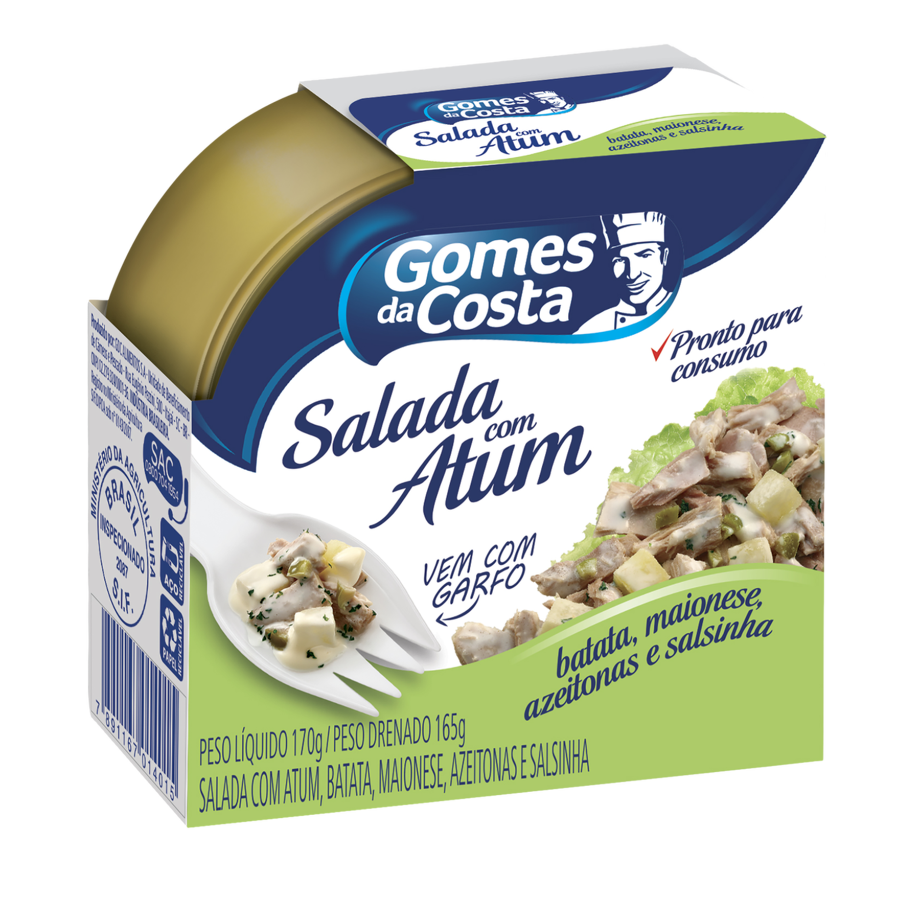 Salada com Atum, Batata, Maionese, Azeitonas e Salsinha Gomes da Costa Lata 165g