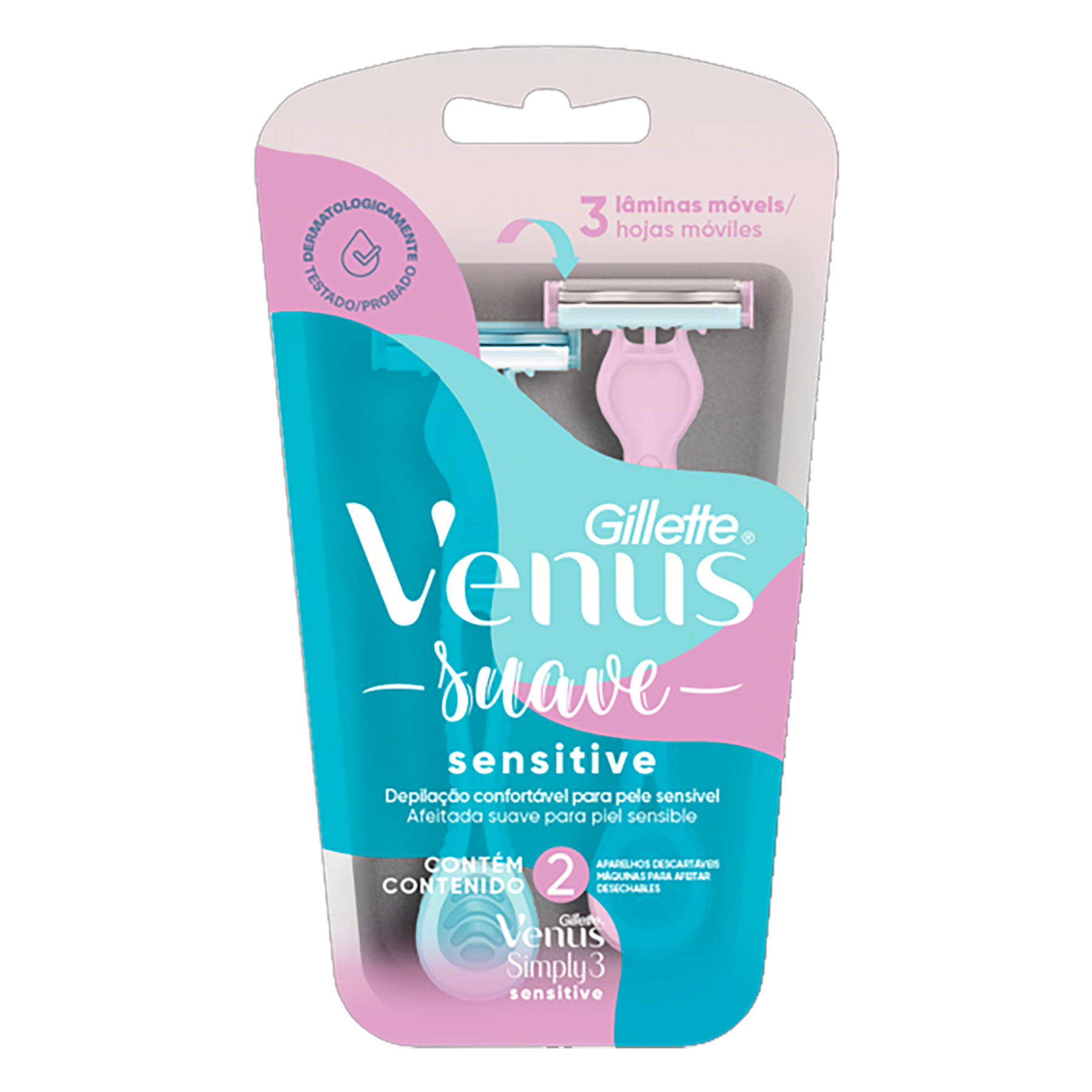 Aparelho Descartável para Depilar Venus Simply3 Sensitive Gillette C/2 Unidades