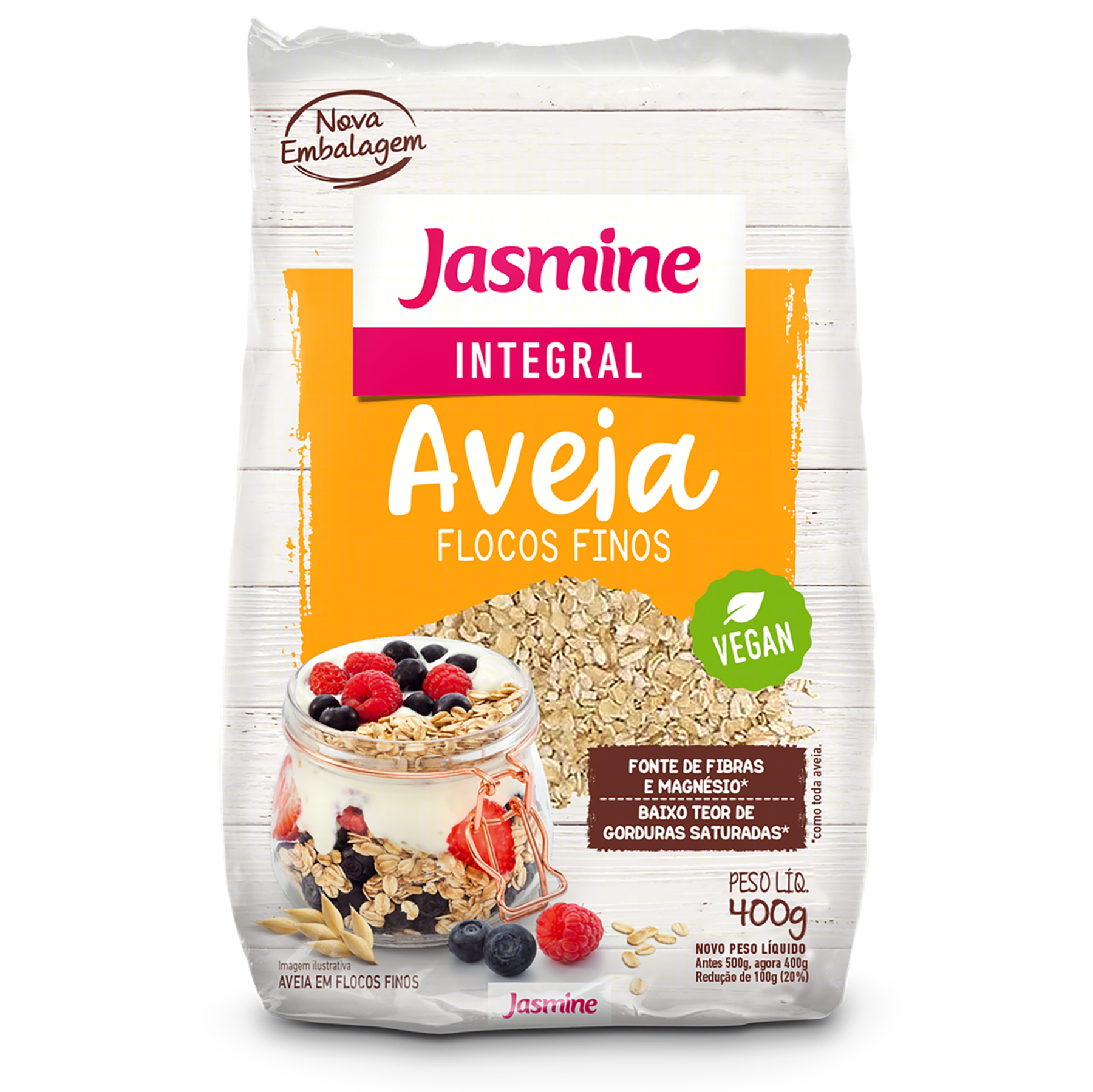 Aveia em Flocos Finos Integral Jasmine Pacote 400g