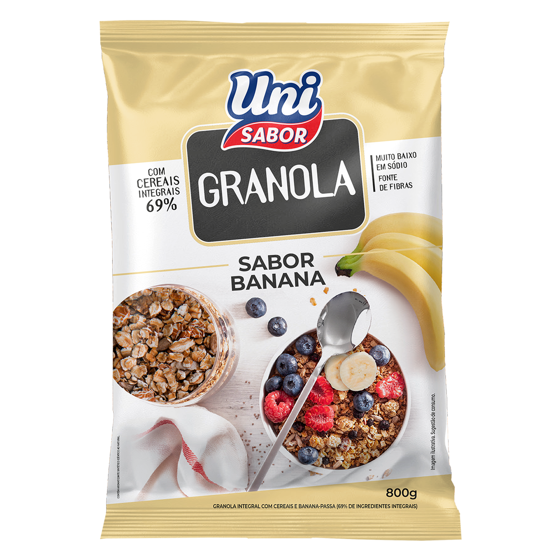 Granola Banana Uni Sabor Pacote 800g