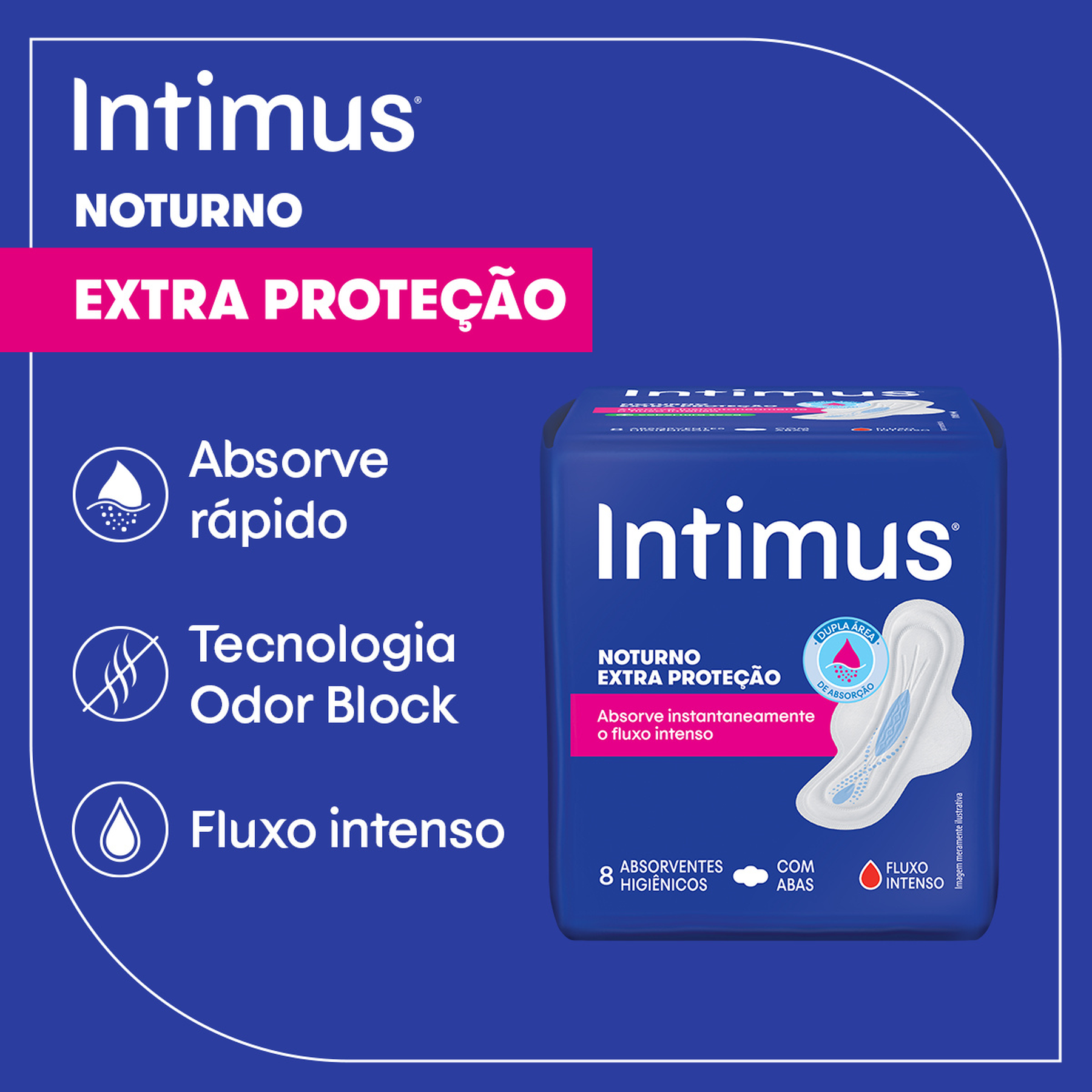 Absorvente com Abas Suave Noturno Intimus Pacote 30 Unidades Leve Mais Pague Menos