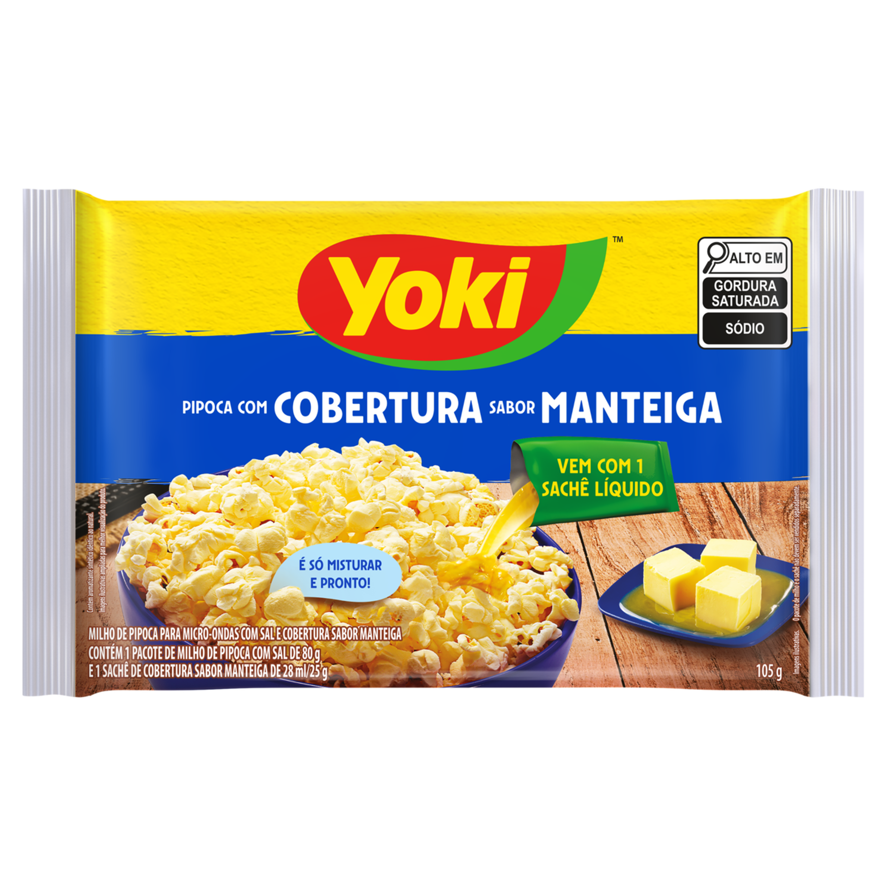 Pipoca para Micro-ondas Cobertura Manteiga Yoki Pacote 105g