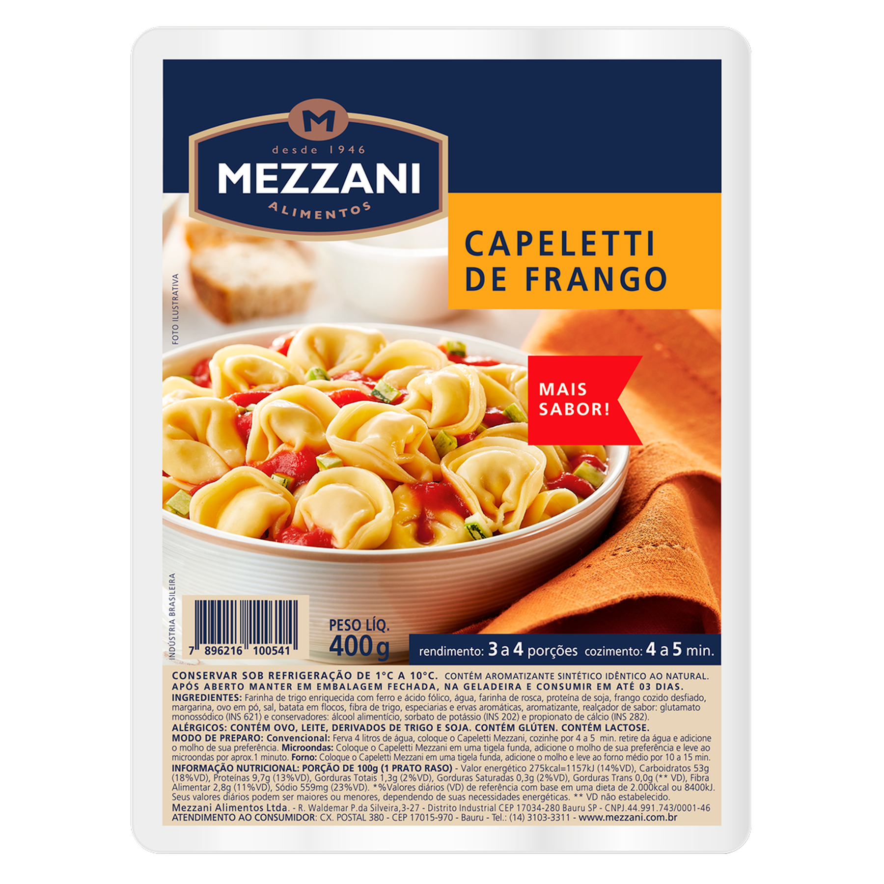 Capeletti Frango Mezzani Bandeja 400g