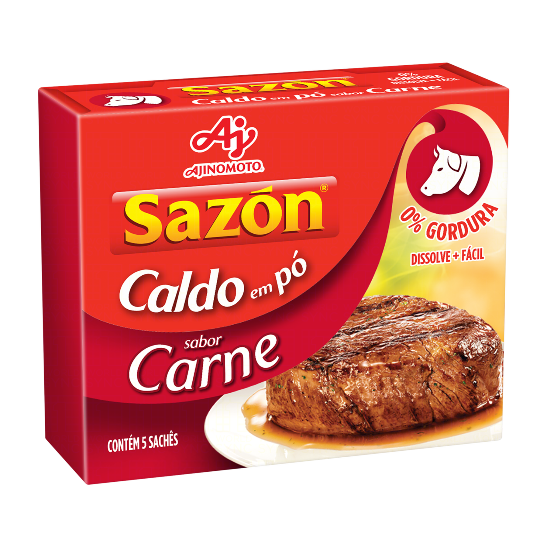 Caldo em Pó Carne Sazón Caixa 32,5g C/5 Unidades