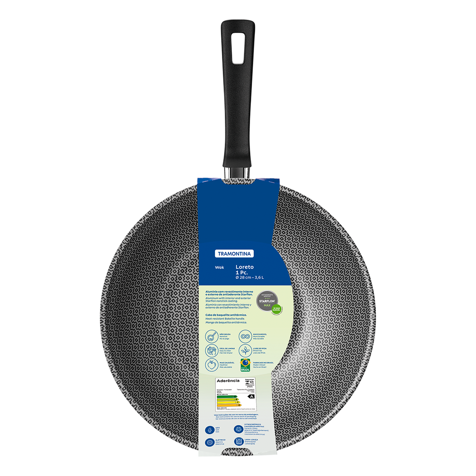 Panela Wok Loreto Vermelho Tramontina 28cm 3,6l