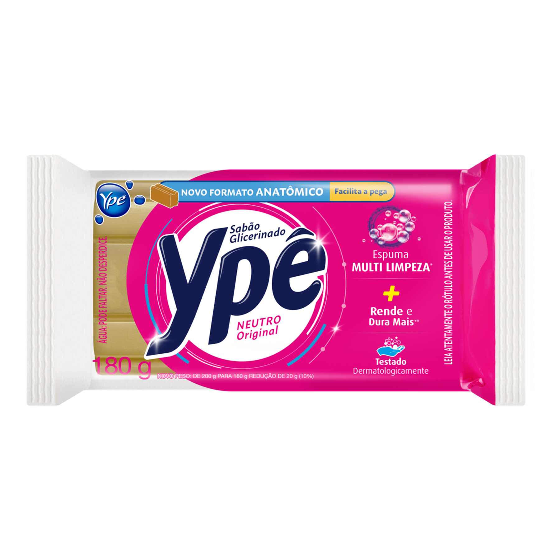 Sabão em Barra Glicerinado Neutro Original Ypê Pacote 160g