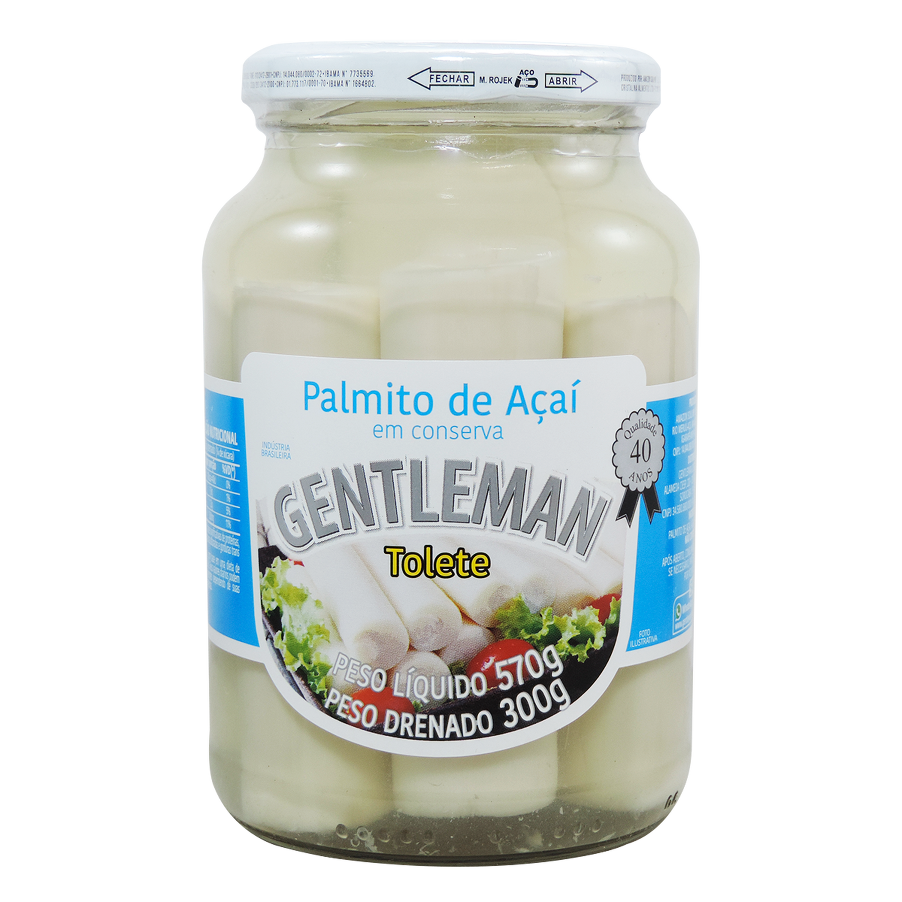 Palmito Açaí Tolete Gentleman Vidro 300g