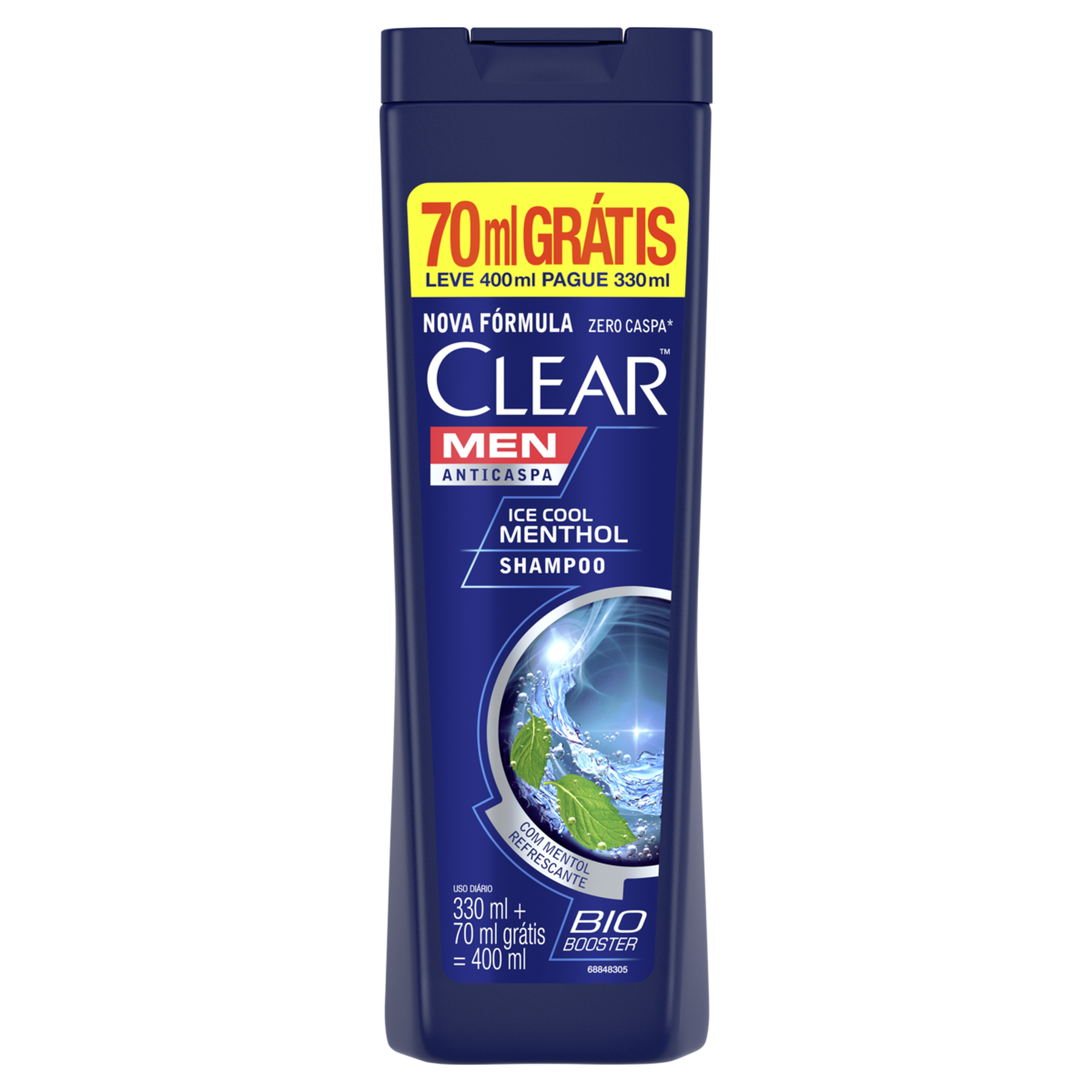 Shampoo Anticaspa Ice Cool Menthol Clear Men Frasco 400ml - Embalagem Leve 400ml Pague 330ml