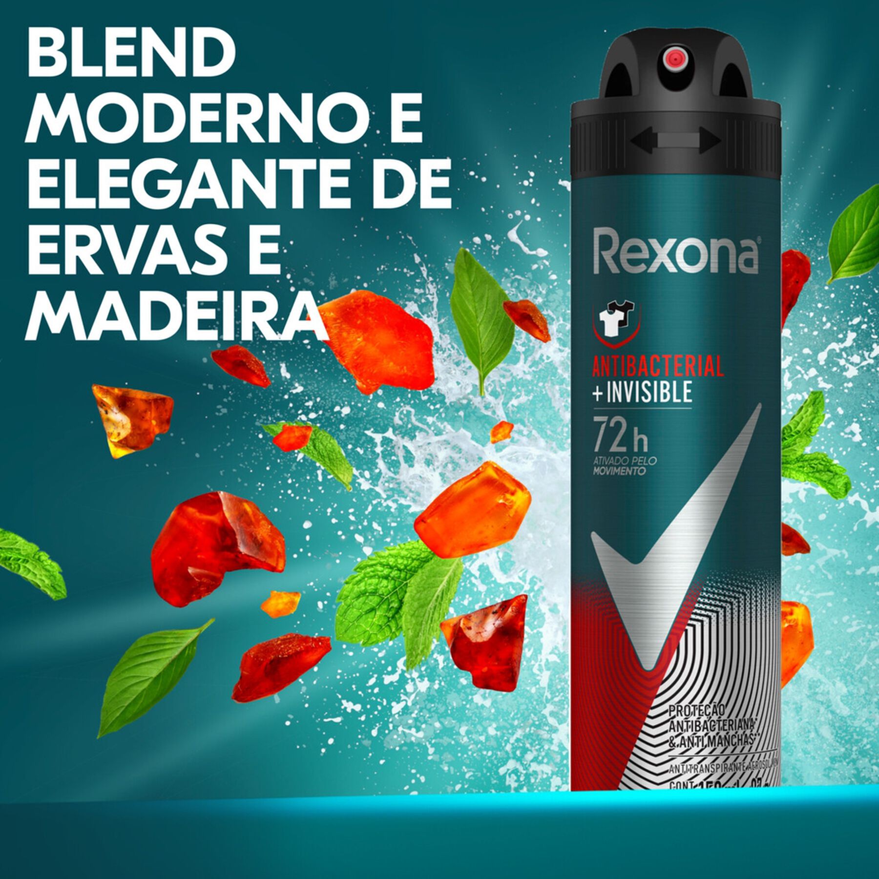 Antitranspirante Aerossol Antibacterial e Invisible Rexona Men Motionsense 150ml
