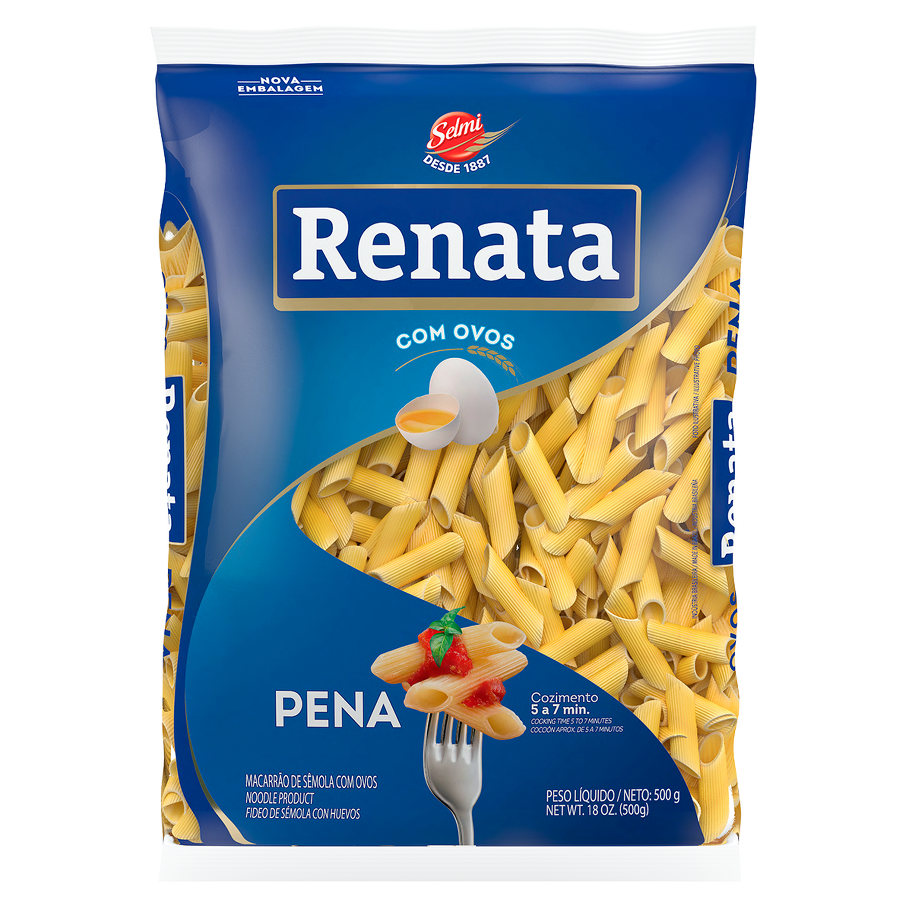 Macarrão de Sêmola com Ovos Pena Renata Pacote 500g