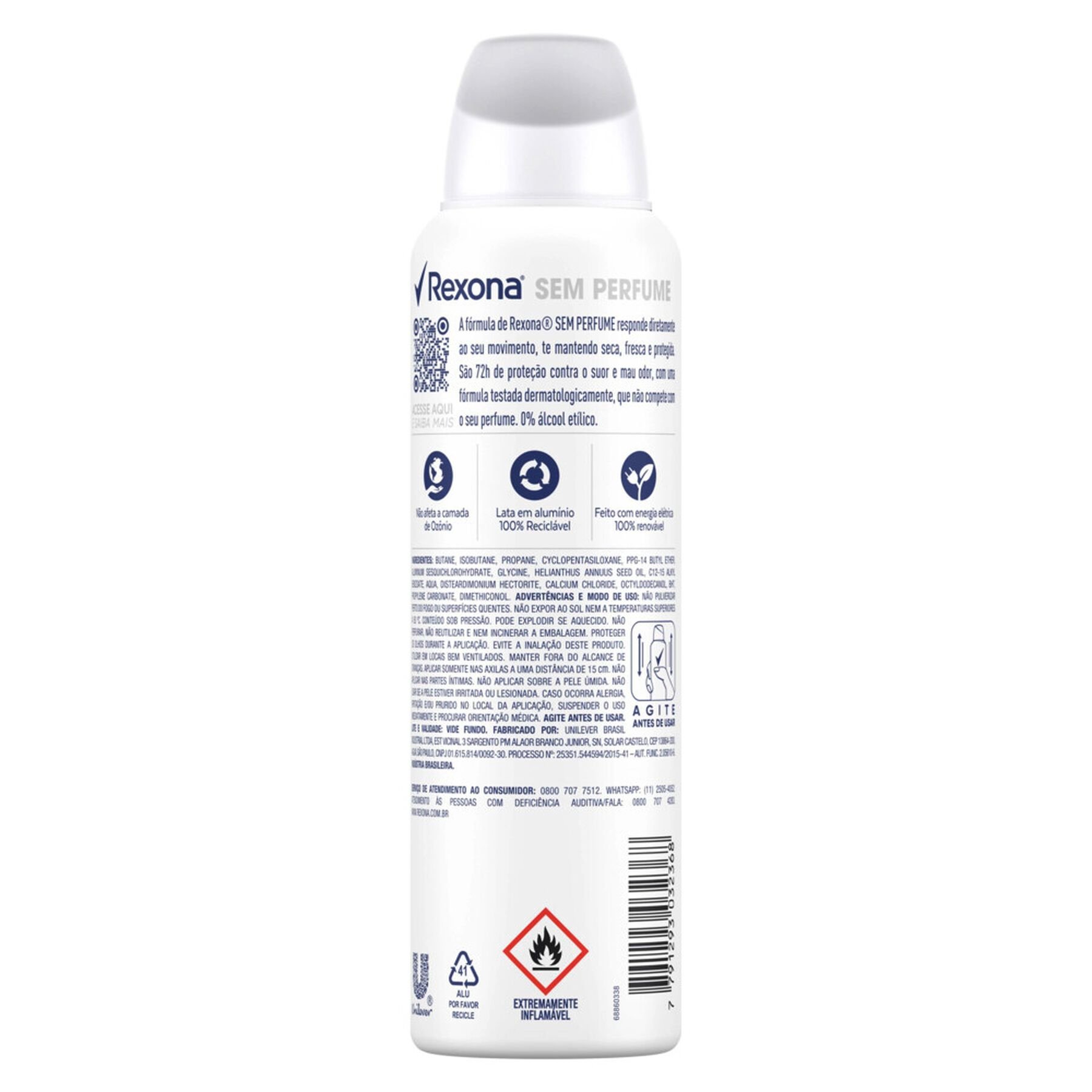 Antitranspirante Aerossol sem Perfume Rexona 150ml