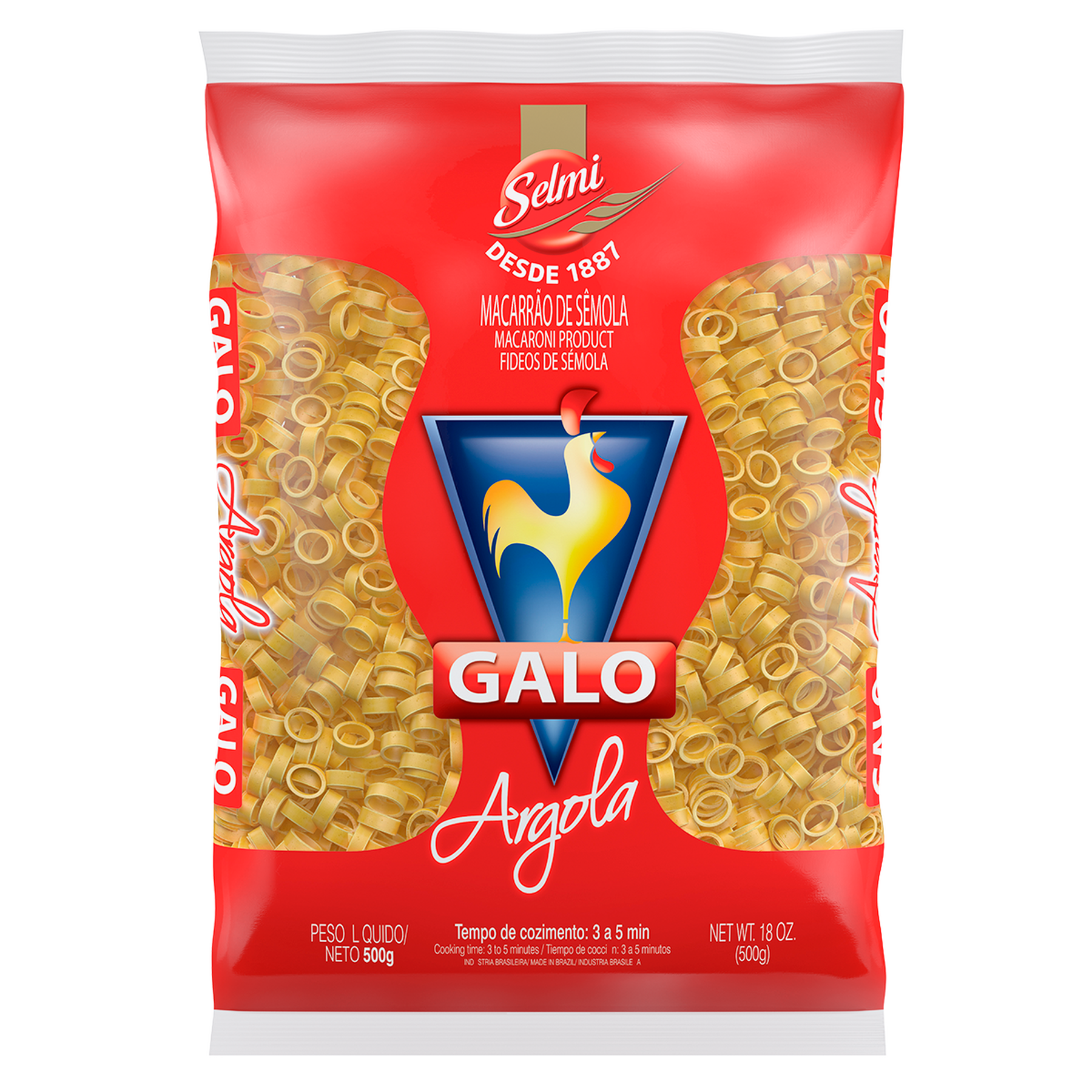 Macarrão de Sêmola Argola Galo Pacote 500g