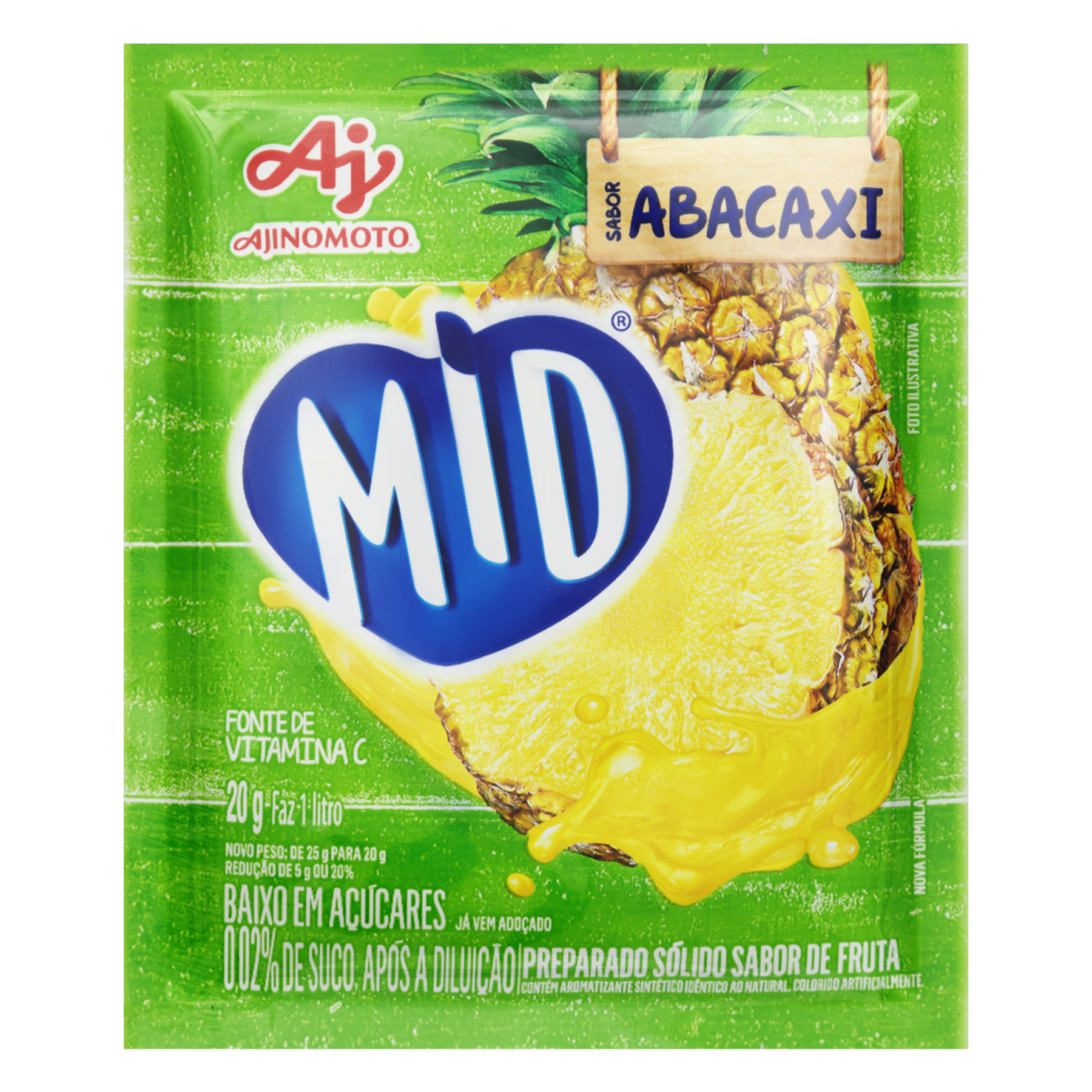Refresco em Pó Abacaxi Mid Pacote 20g