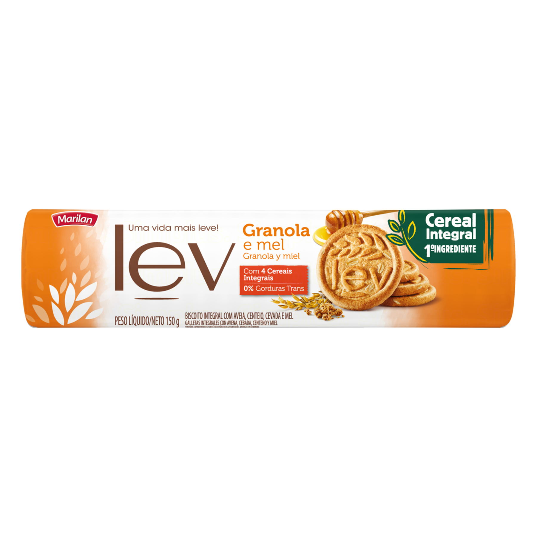 Biscoito Integral Granola e Mel Lev Marilan 150g