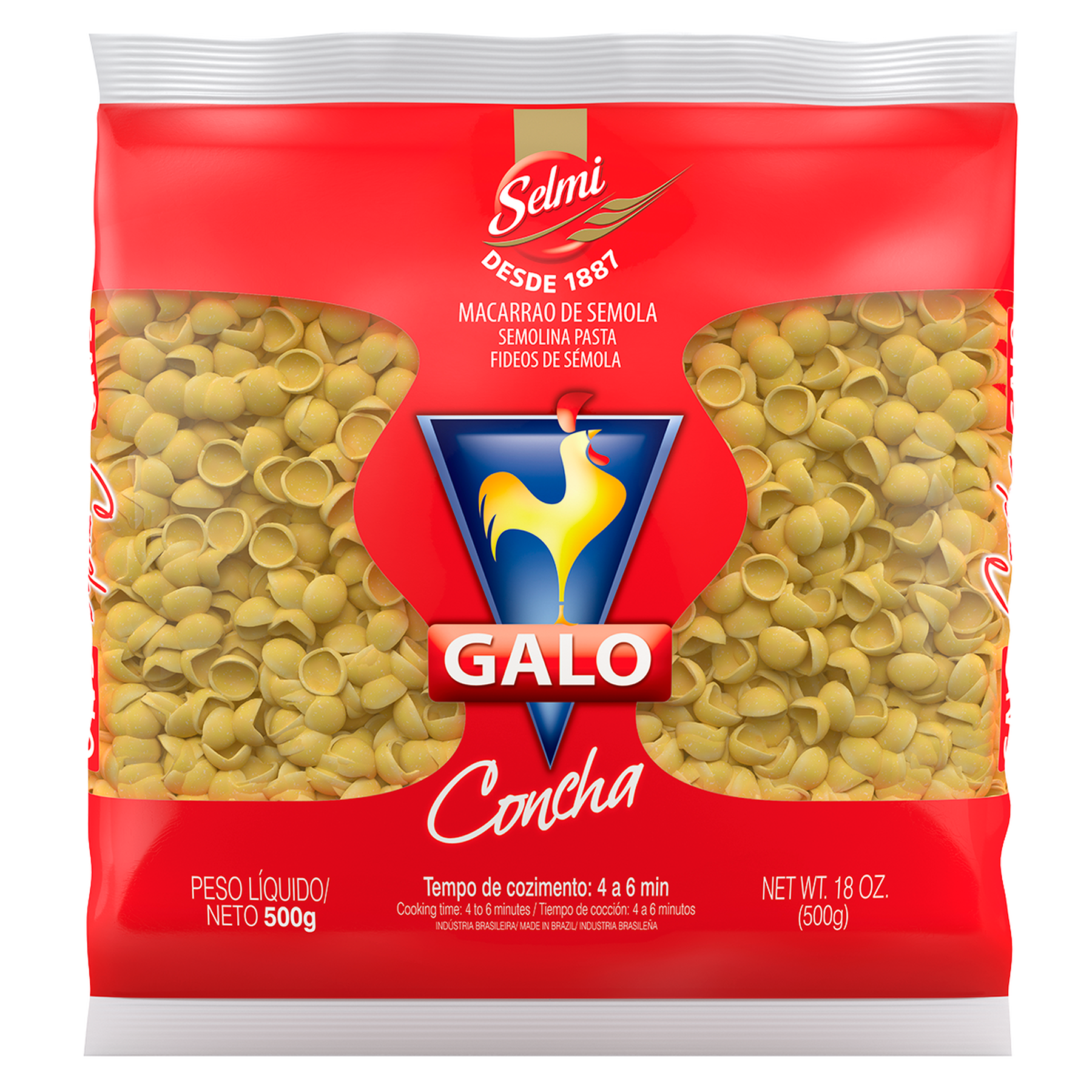 Macarrão de Sêmola Concha Galo Pacote 500g