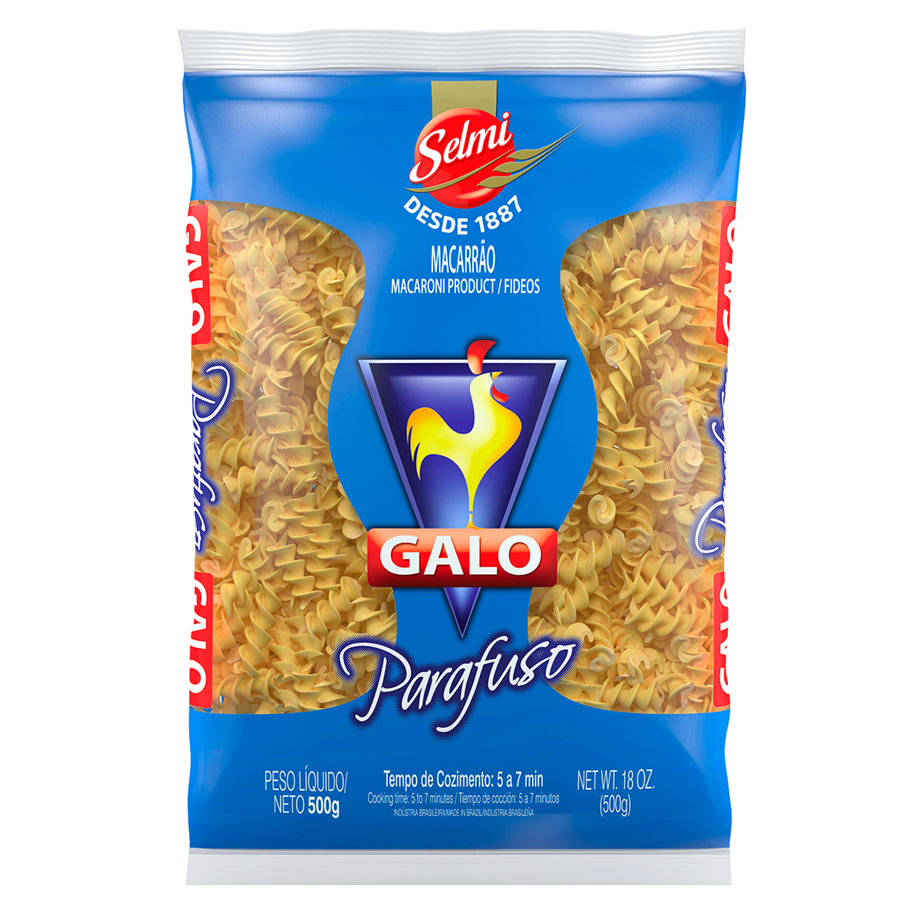 Macarrão Semolado Parafuso Galo Pacote 500g
