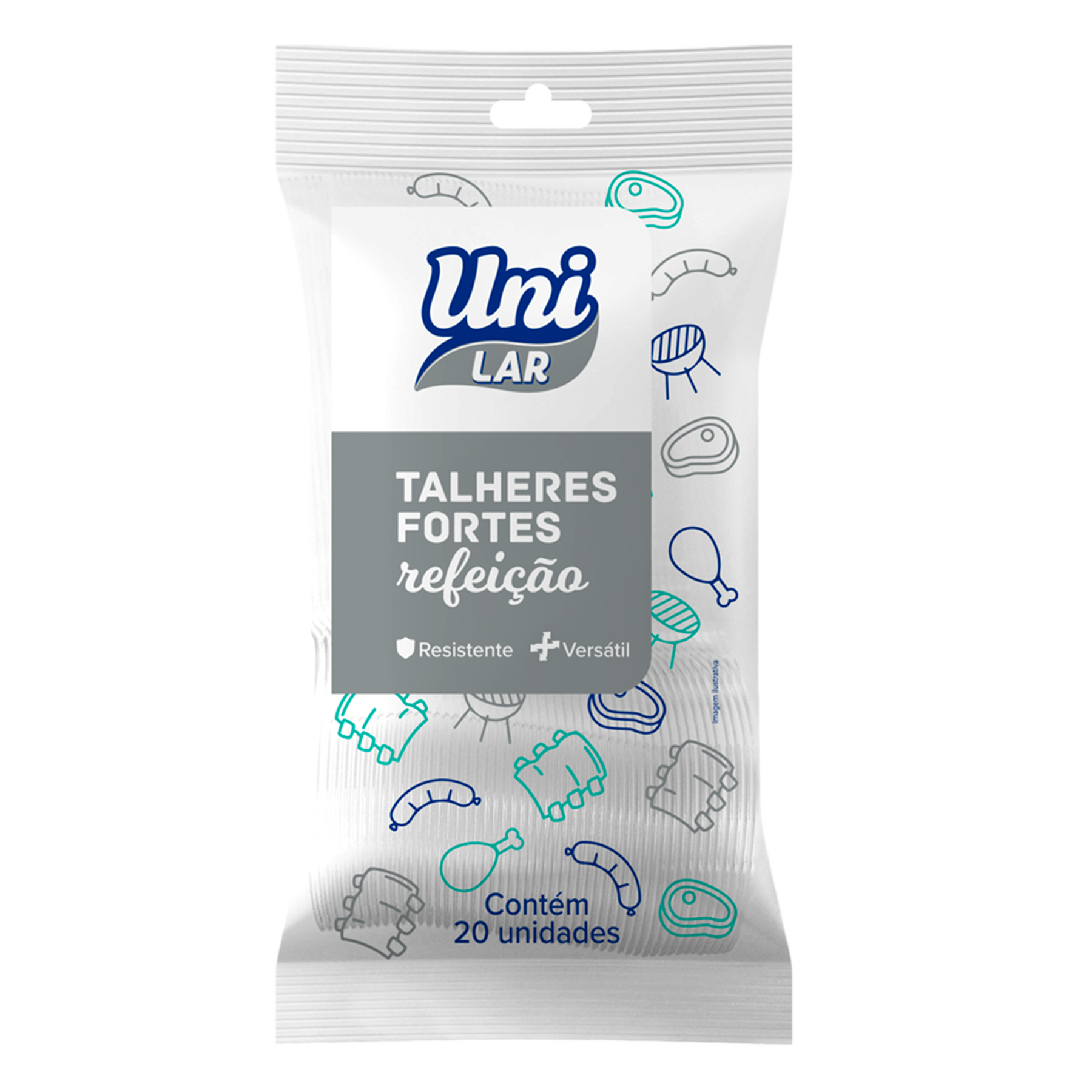 Talheres Fortes Refeição Garfo Uni Lar C/20 Unidades