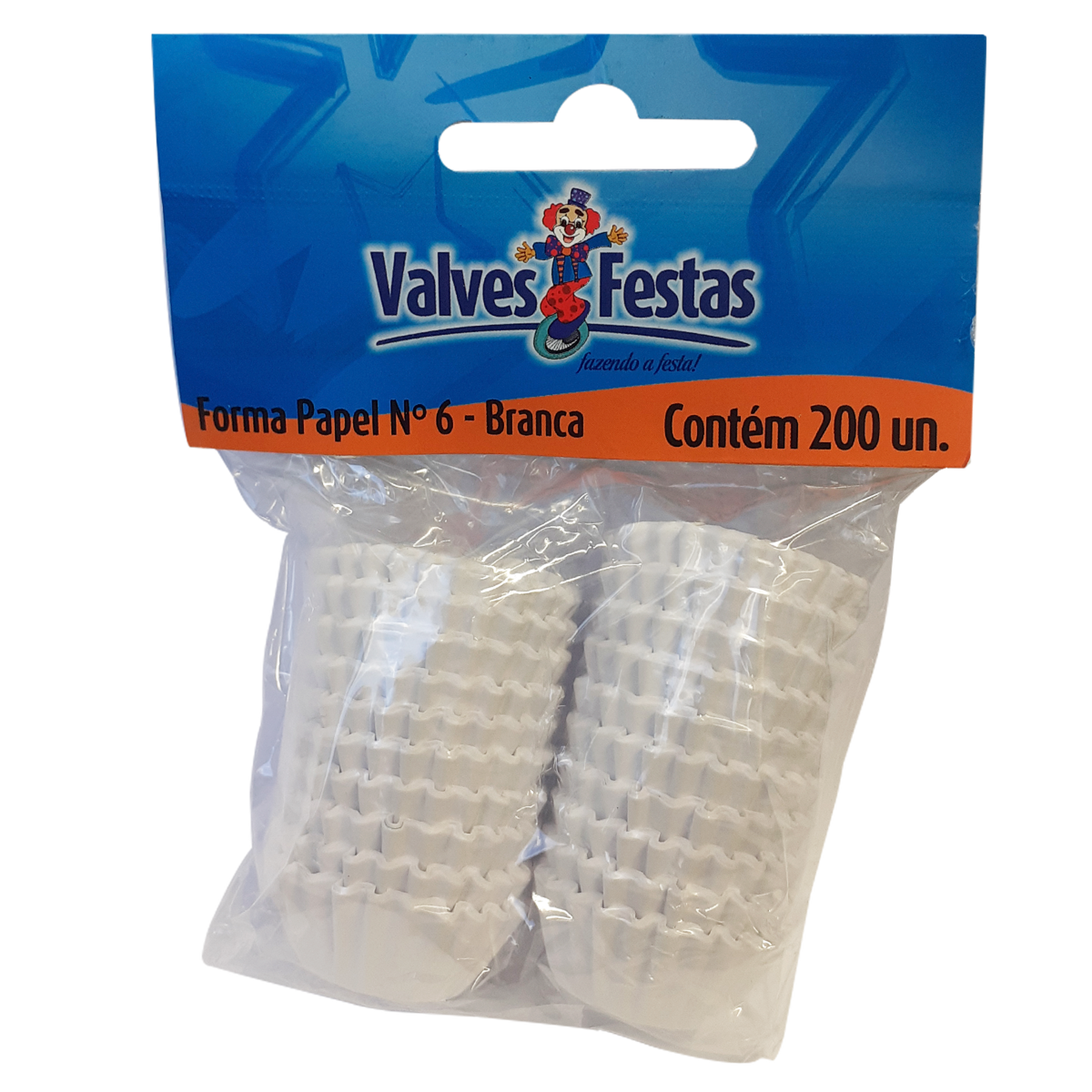 Forma de Papel Branca Valves Festas N°6 C/200 Unidades