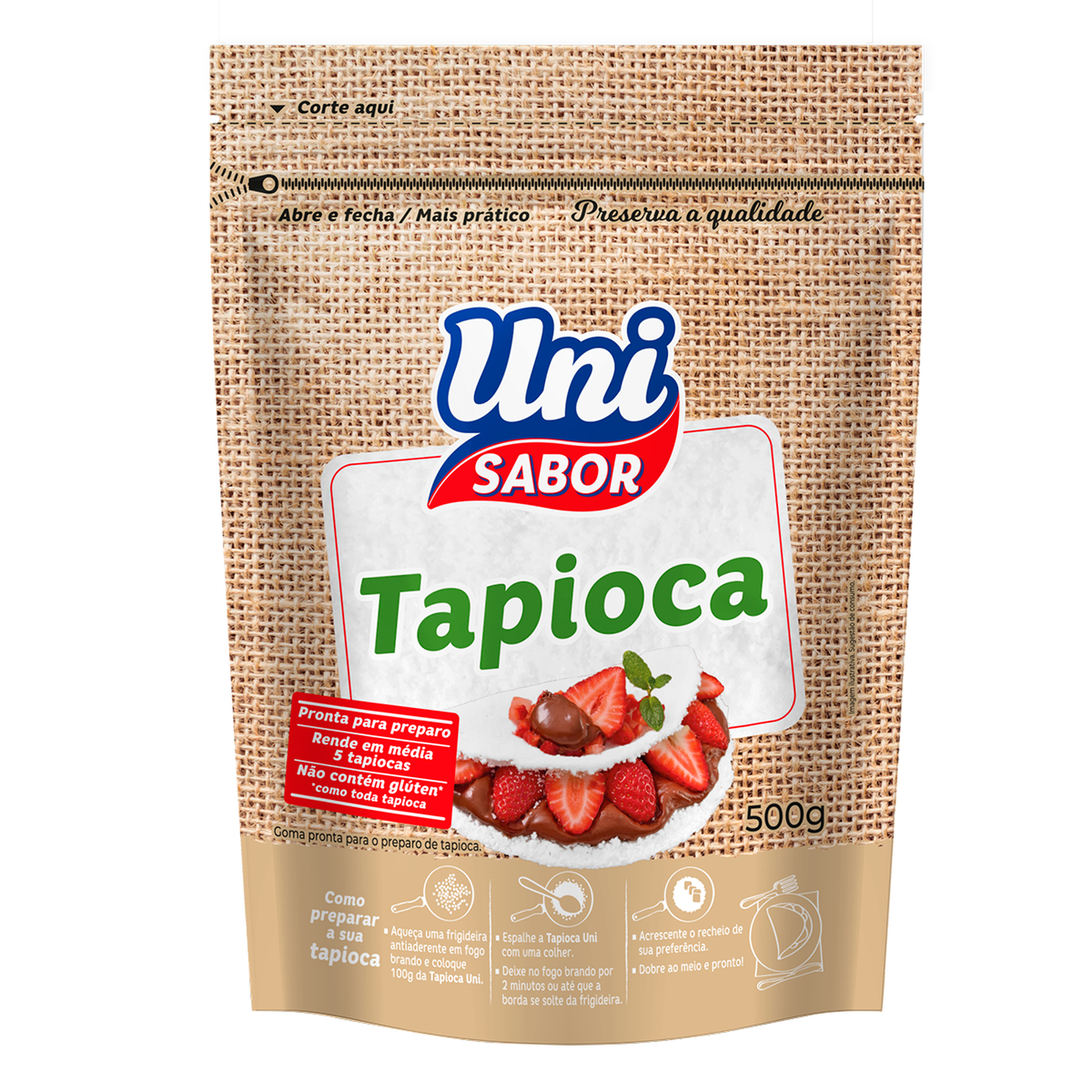 Goma Mandioca Tapioca Uni Sabor 500g
