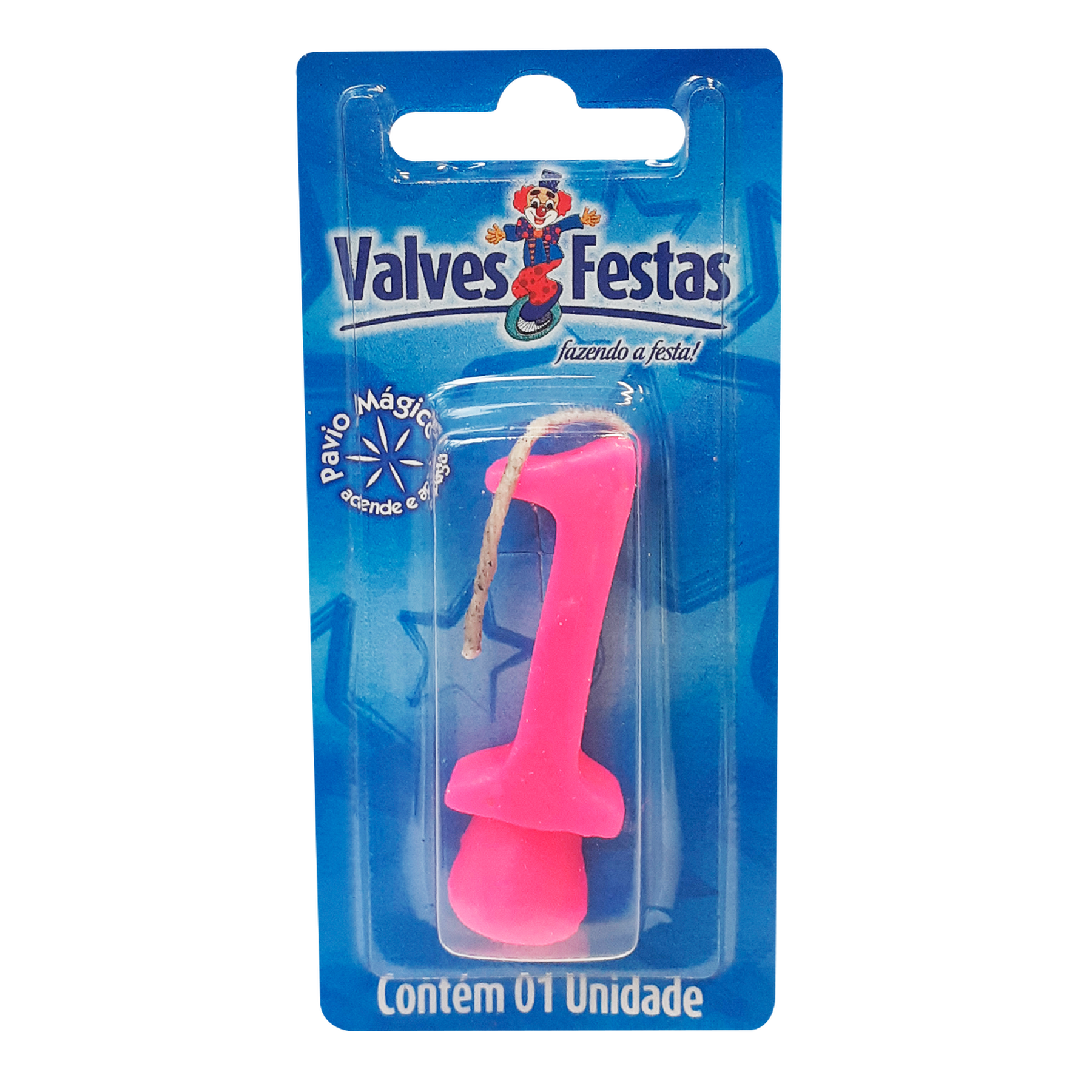 Vela Aniversário 1 Rosa Valves Festas