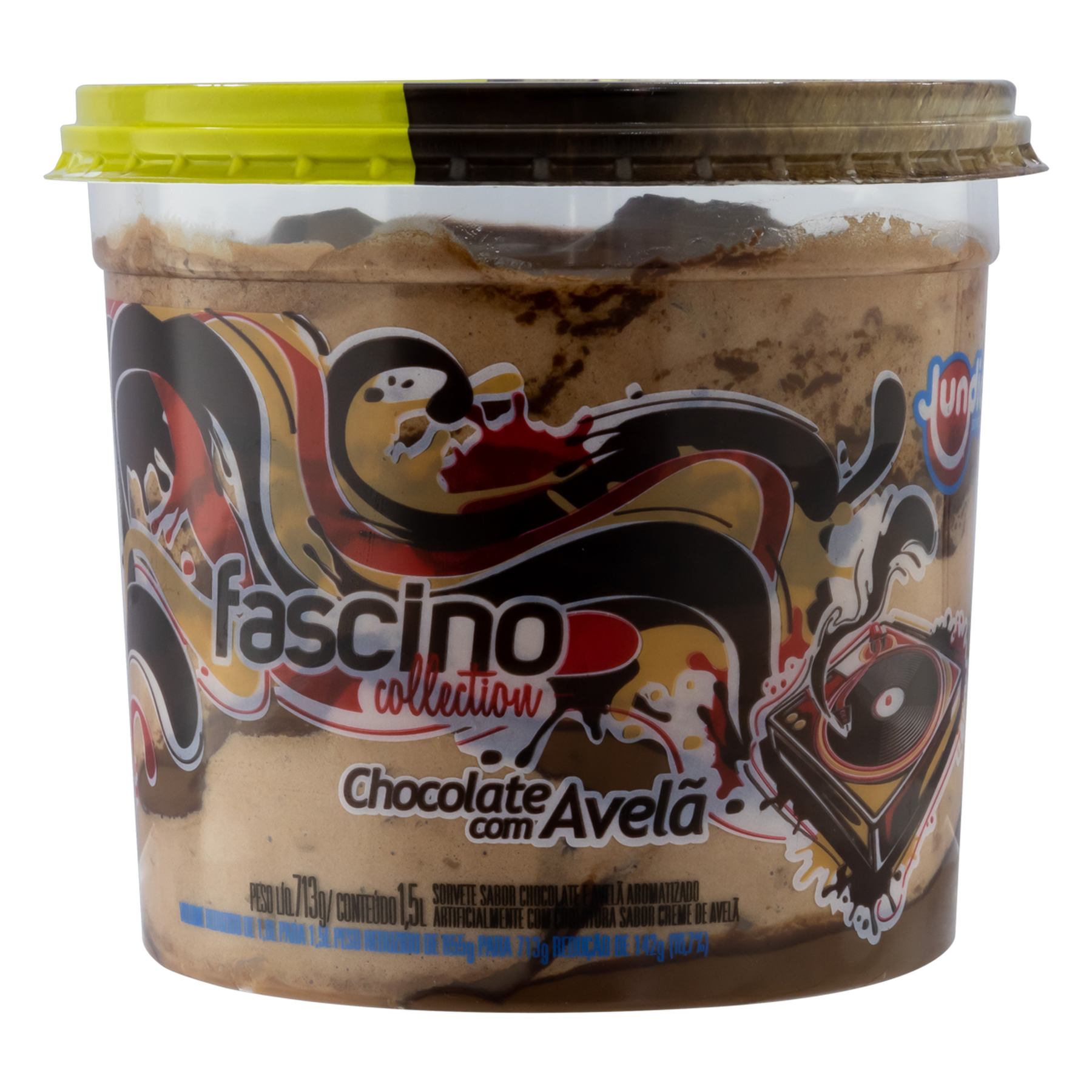 Sorvete Chocolate com Avelã Jundiá Fascino Collection Pote 1.5l