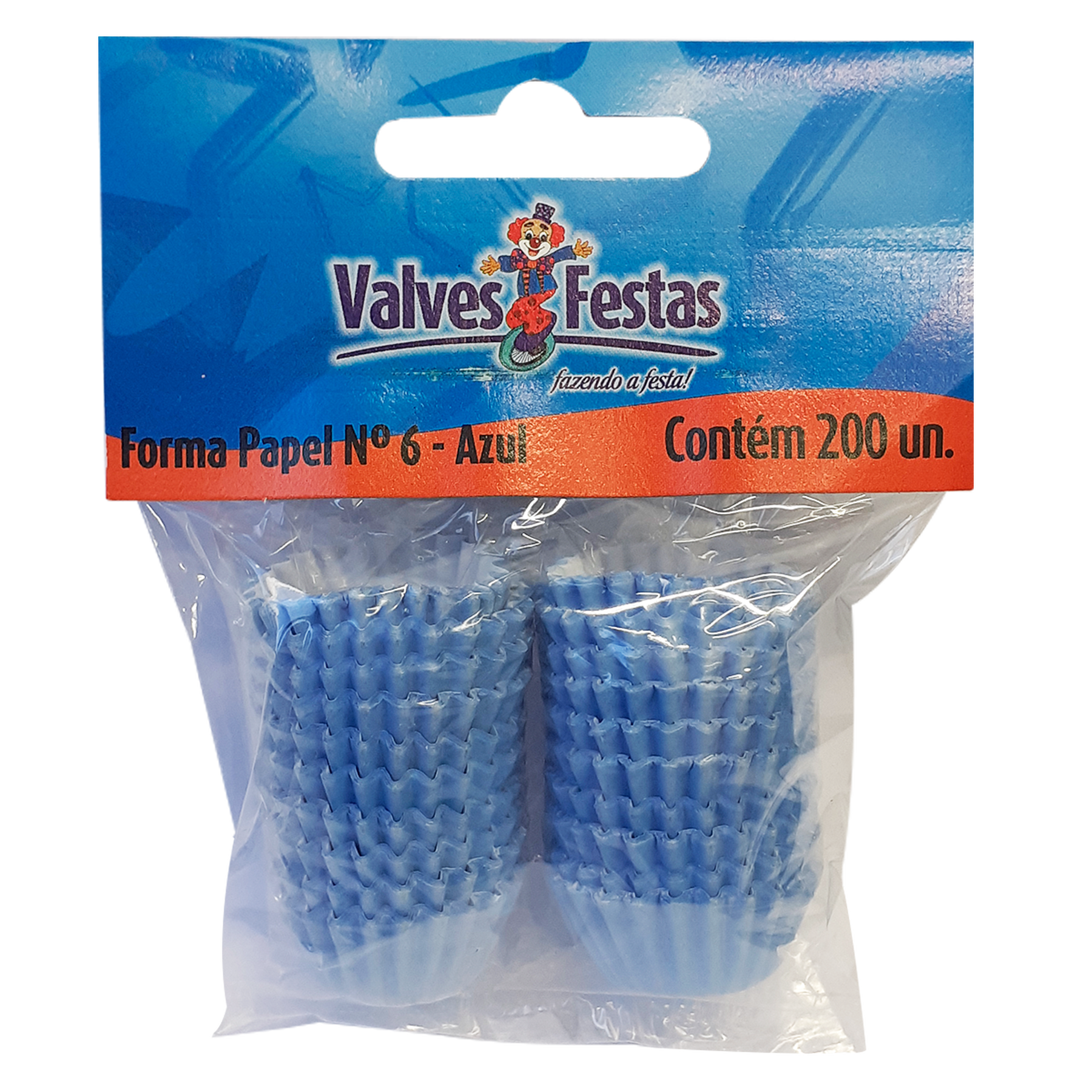 Forma de Papel Azul Valves Festas N°6 C/200 Unidades