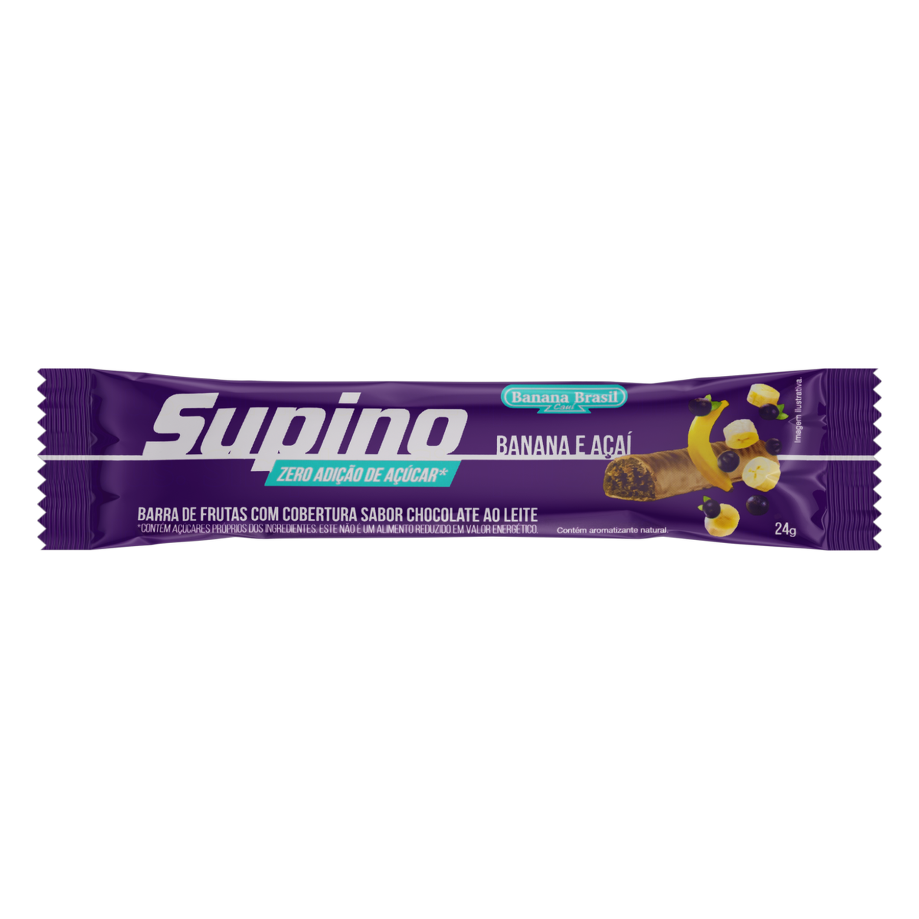Barra de Frutas Banana e Açaí c/ Cobertura de Chocolate ao Leite Supino 24g