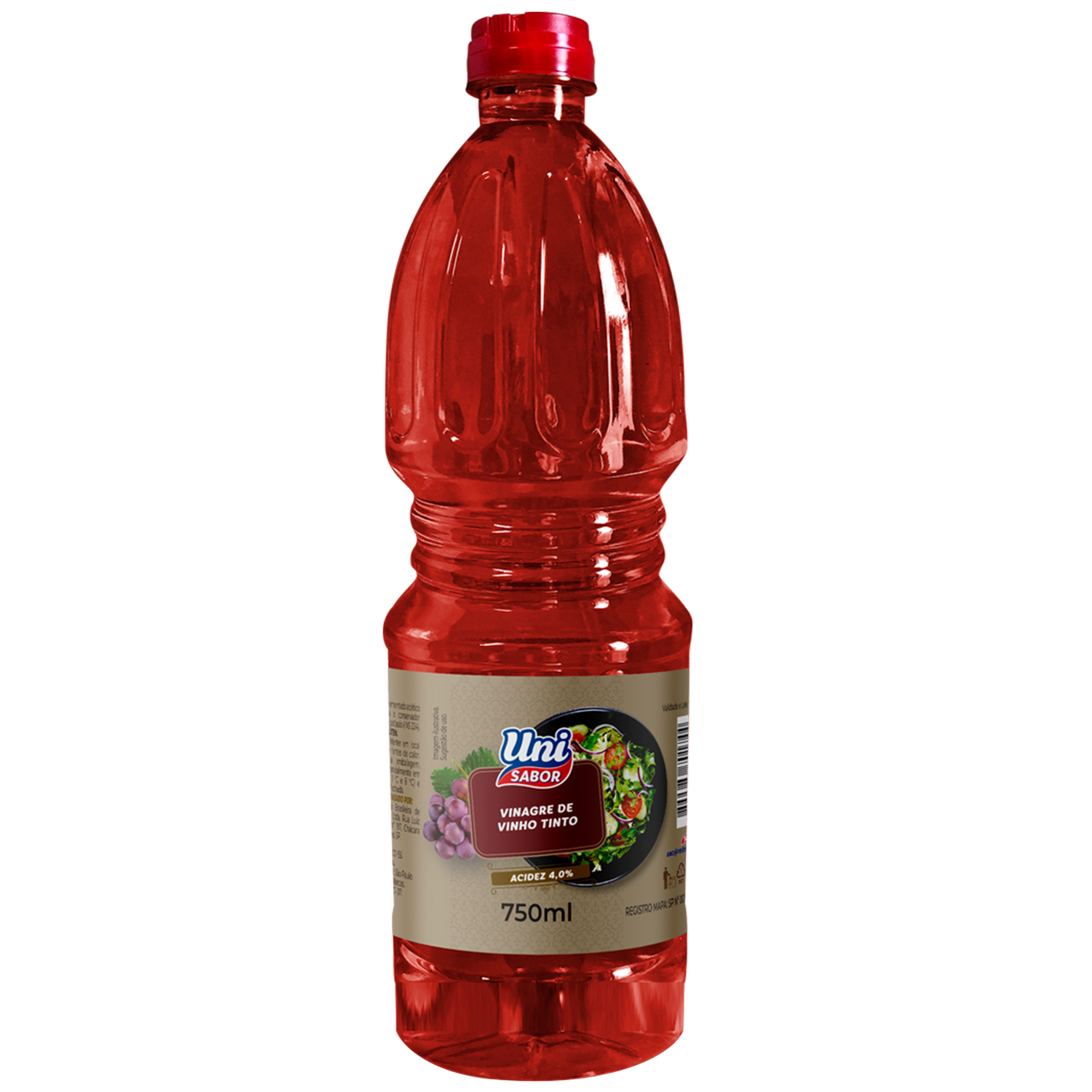 Vinagre de Vinho Tinto 4% Uni Sabor 750ml